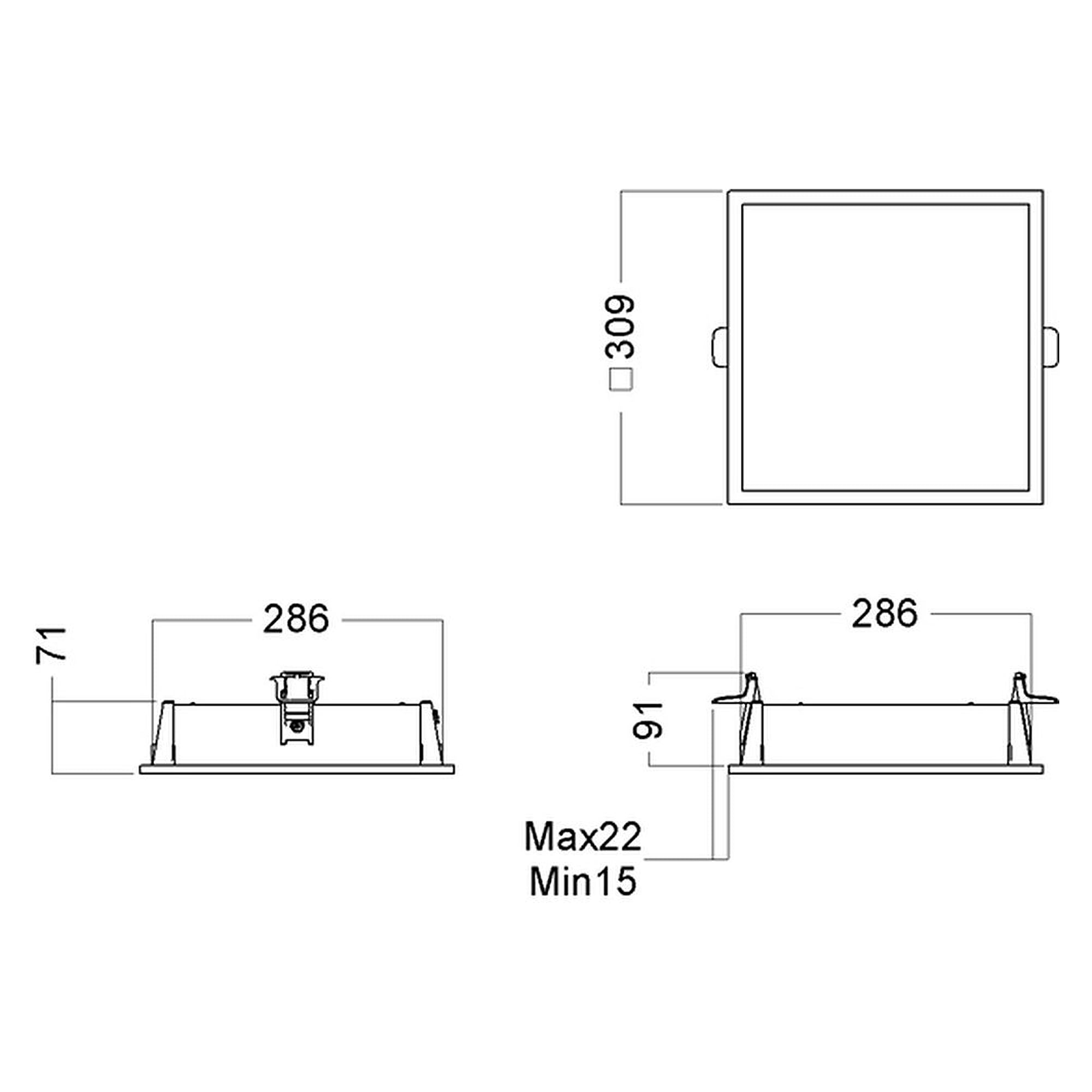 Glamox C90-R312x312 luminaire d'intérieur, 1890 lm, 3000 K, à gradation DALI
