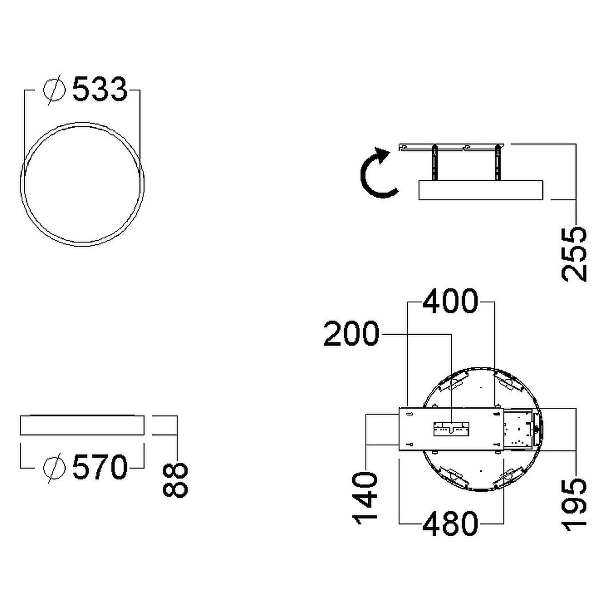 Glamox C90-S570 luminaire décoratif, 4604 lm, 3000 K, à gradation DALI
