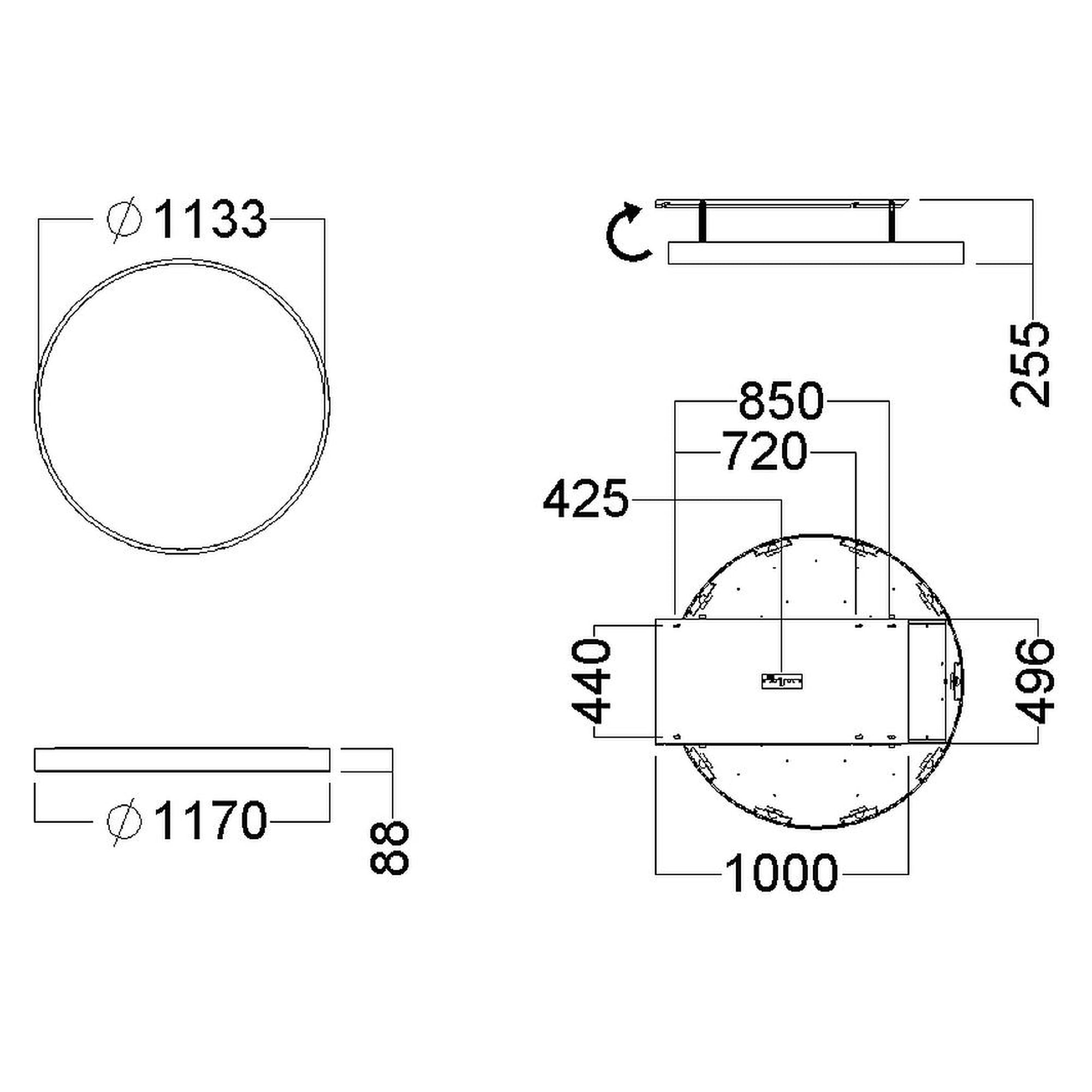 Glamox C90-S1170 decorative luminaire, 22823 lm, 3000 K, DALI dimmable