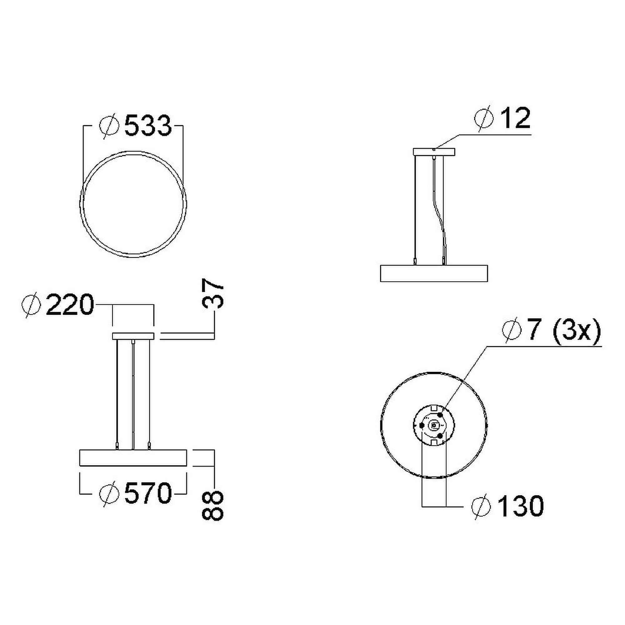 Glamox C90-P570 decorative luminaire, 6569 lm, 4000 K, DALI dimmable