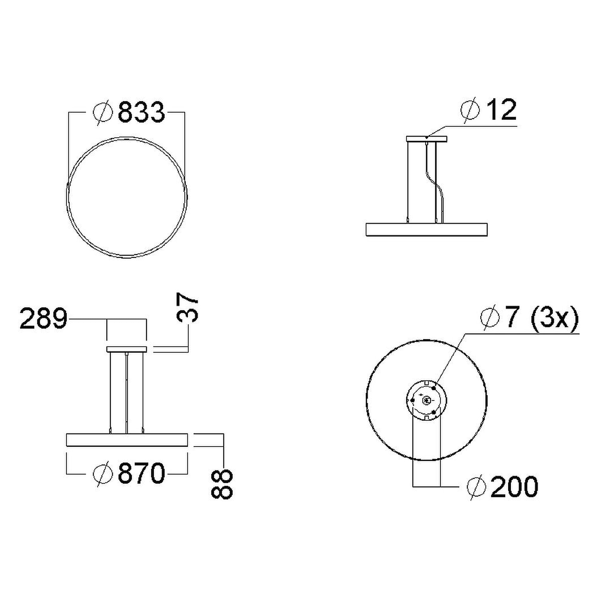 Glamox C90-P870 decorative luminaire, 13837 lm, 3000 K, DALI dimmable