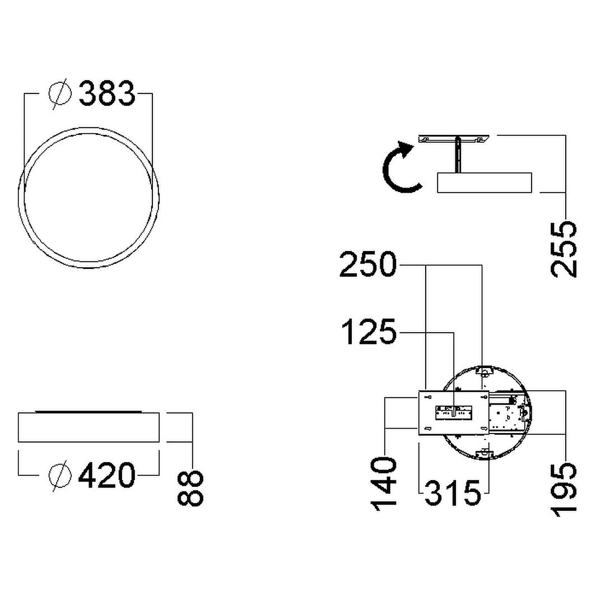 Glamox C90-S420 decorative luminaire, 2674 lm, 3000 K, switchable