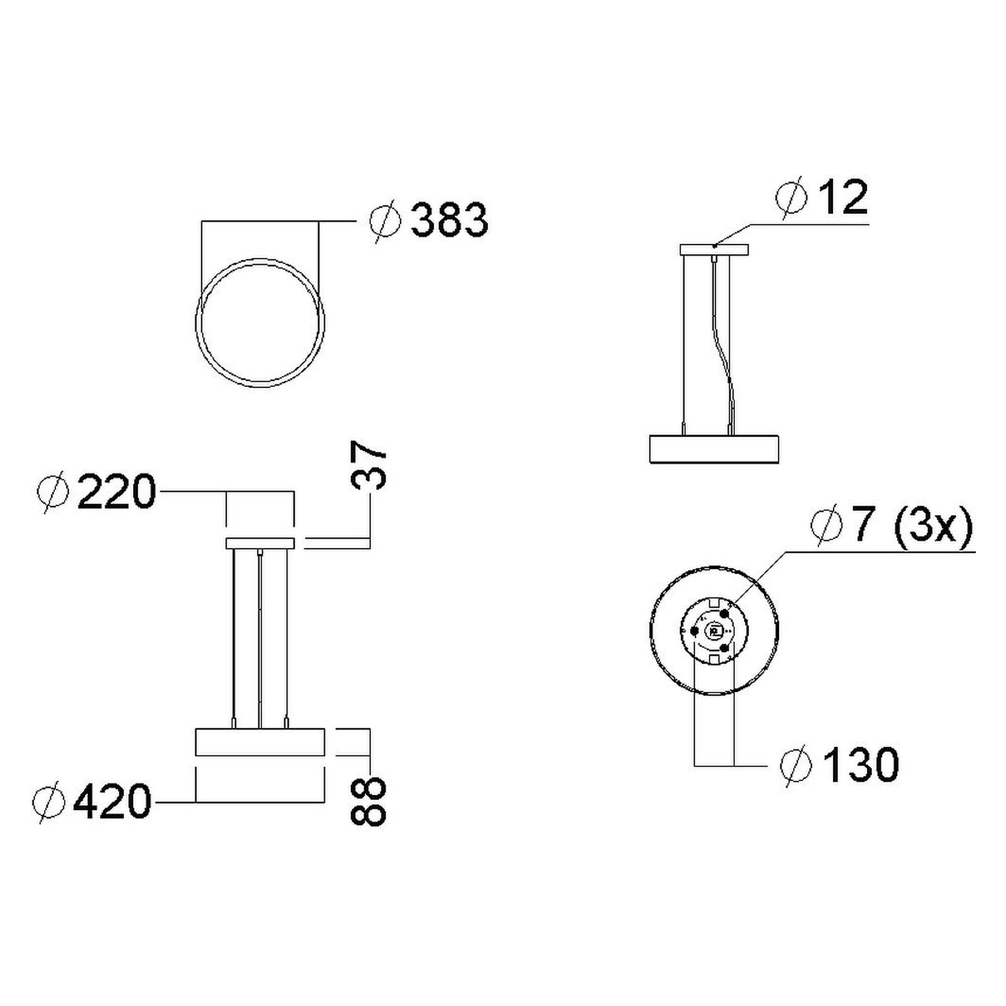 Glamox C90-P420 decorative luminaire, 2024 lm, 4000 K, DALI dimmable