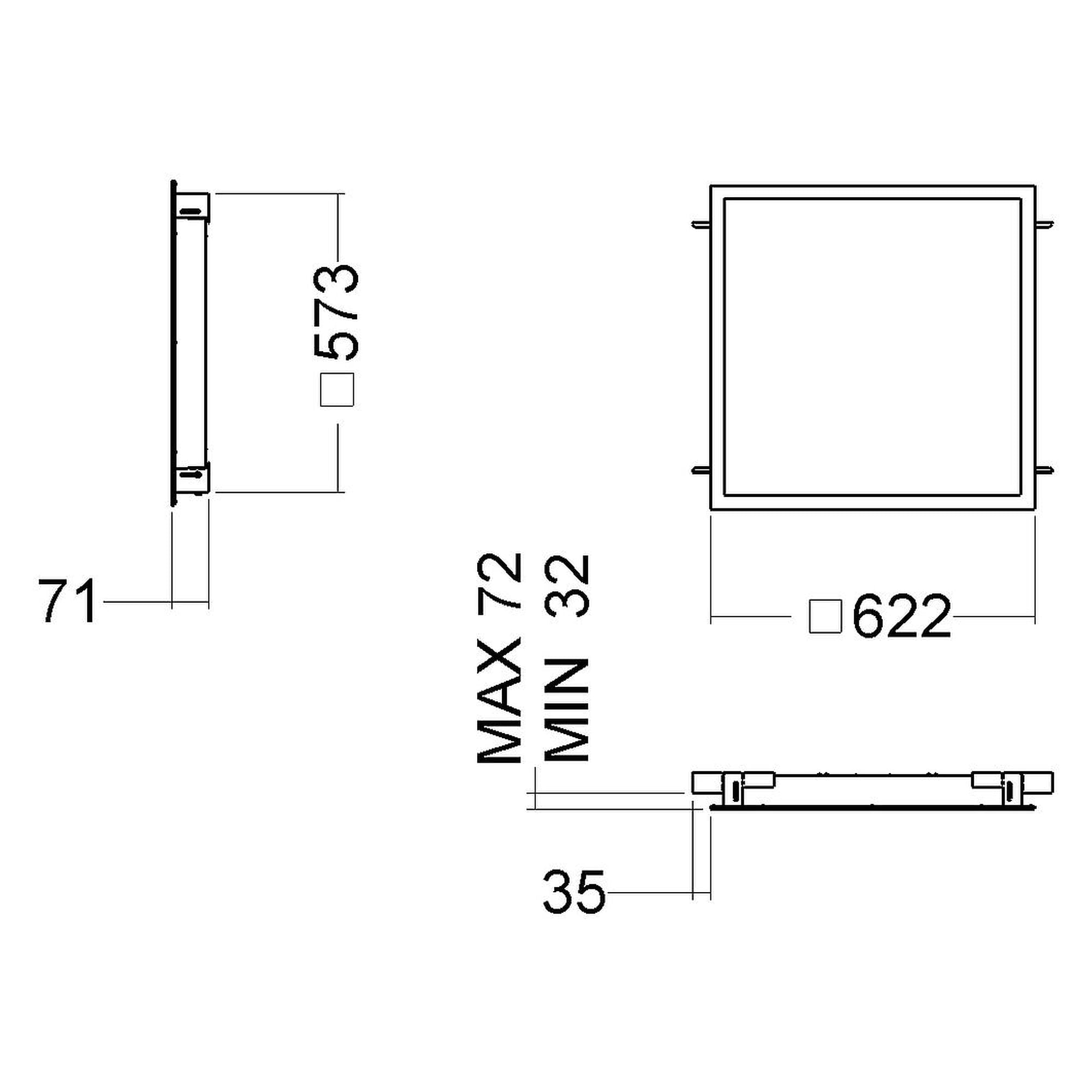 Glamox C91-R625x625 luminaire d'intérieur, 4030 lm, 3000 K, à gradation DALI