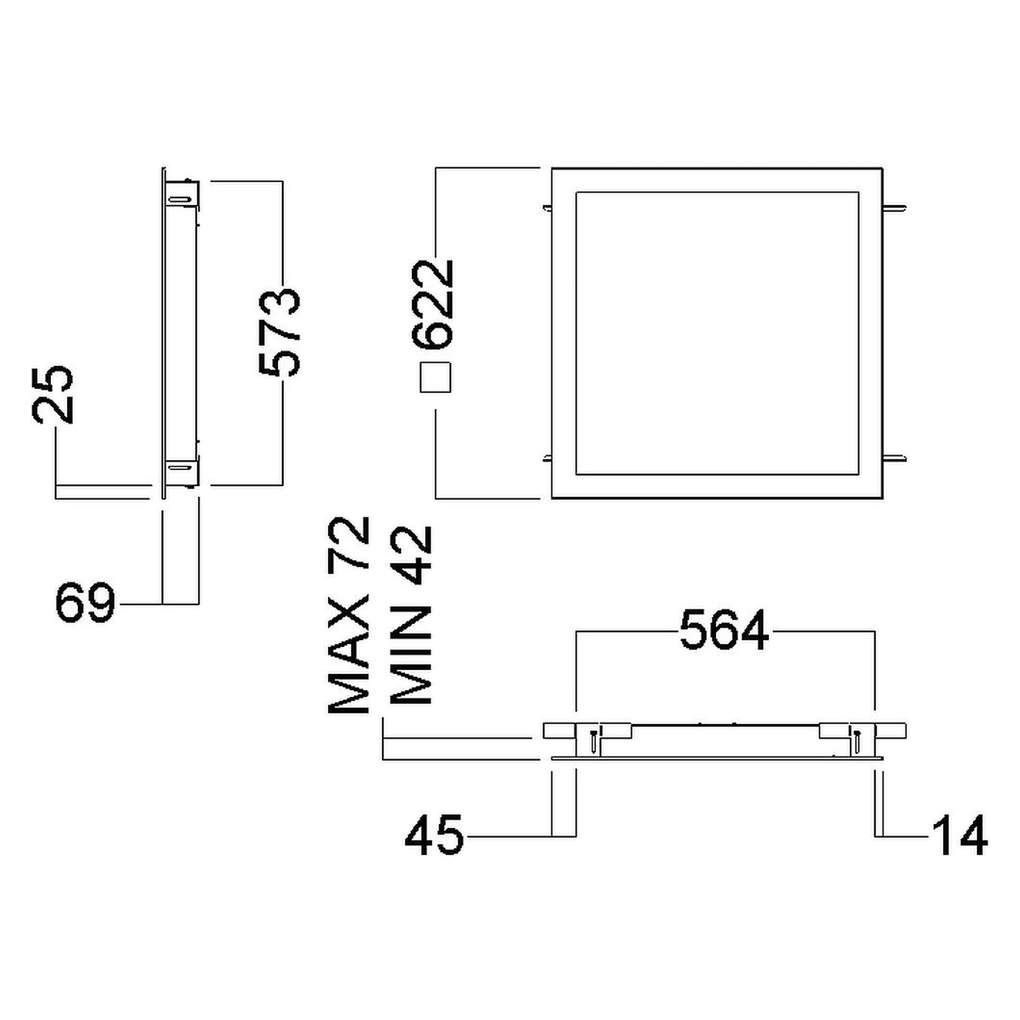 Glamox C92-R625x625 luminaire d'intérieur, 4220 lm, 4000 K, commutable