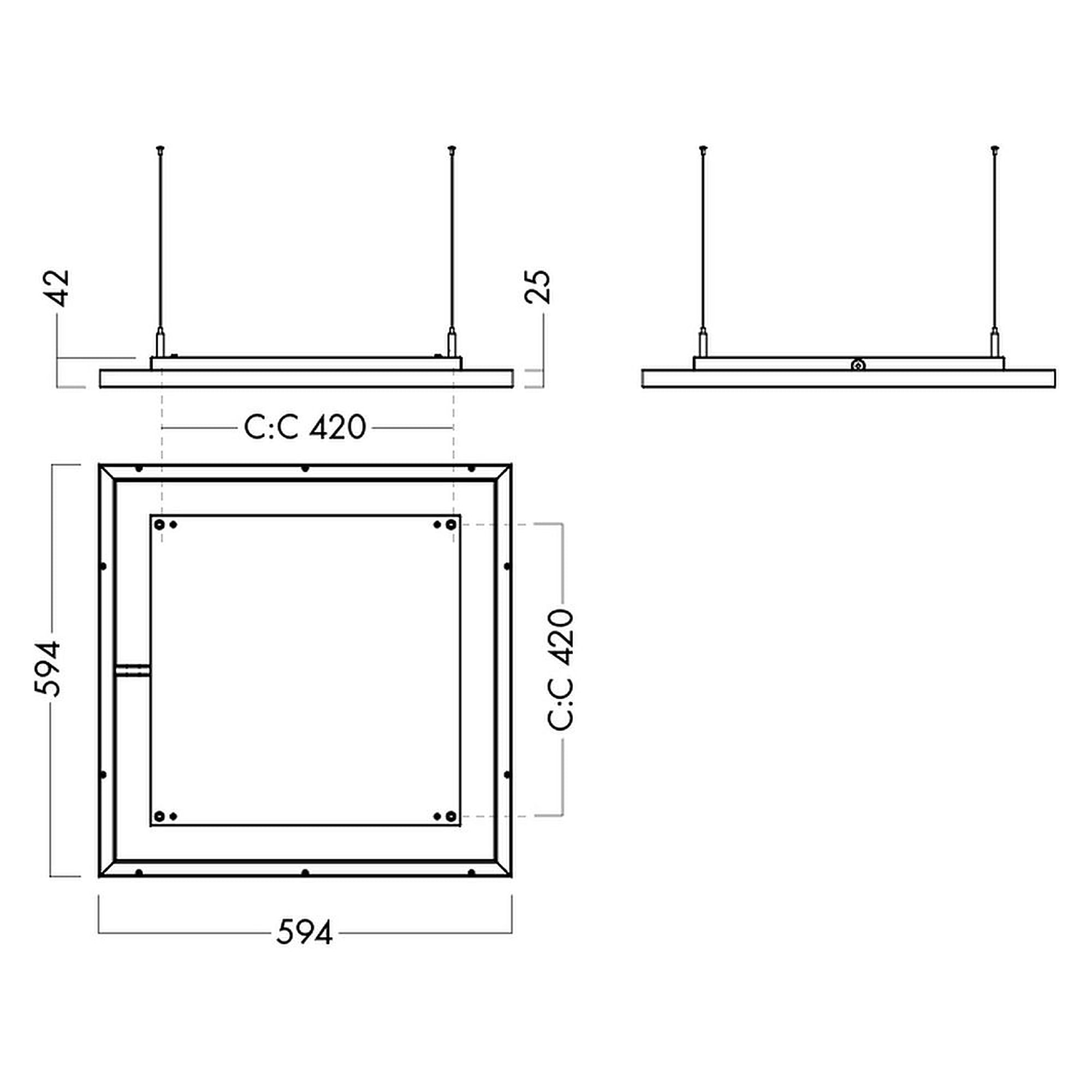 Glamox C95-P600x600 luminaire d'intérieur, 2971 lm, 4000 K, commutable