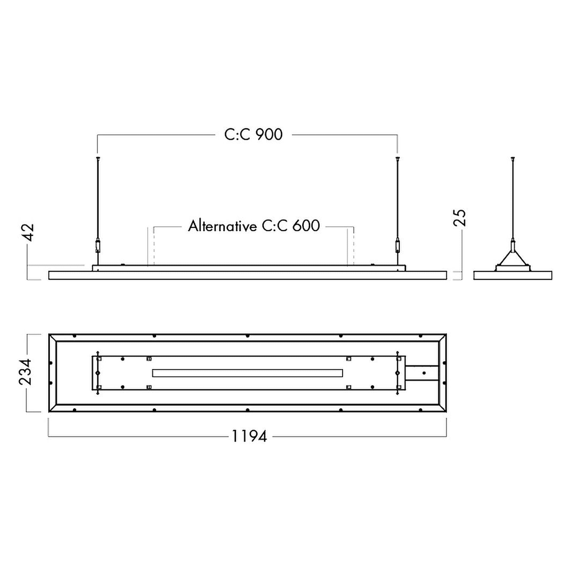 Glamox C95-P240x1200 luminaire d'intérieur, 4433 lm, 3000 K, à gradation DALI