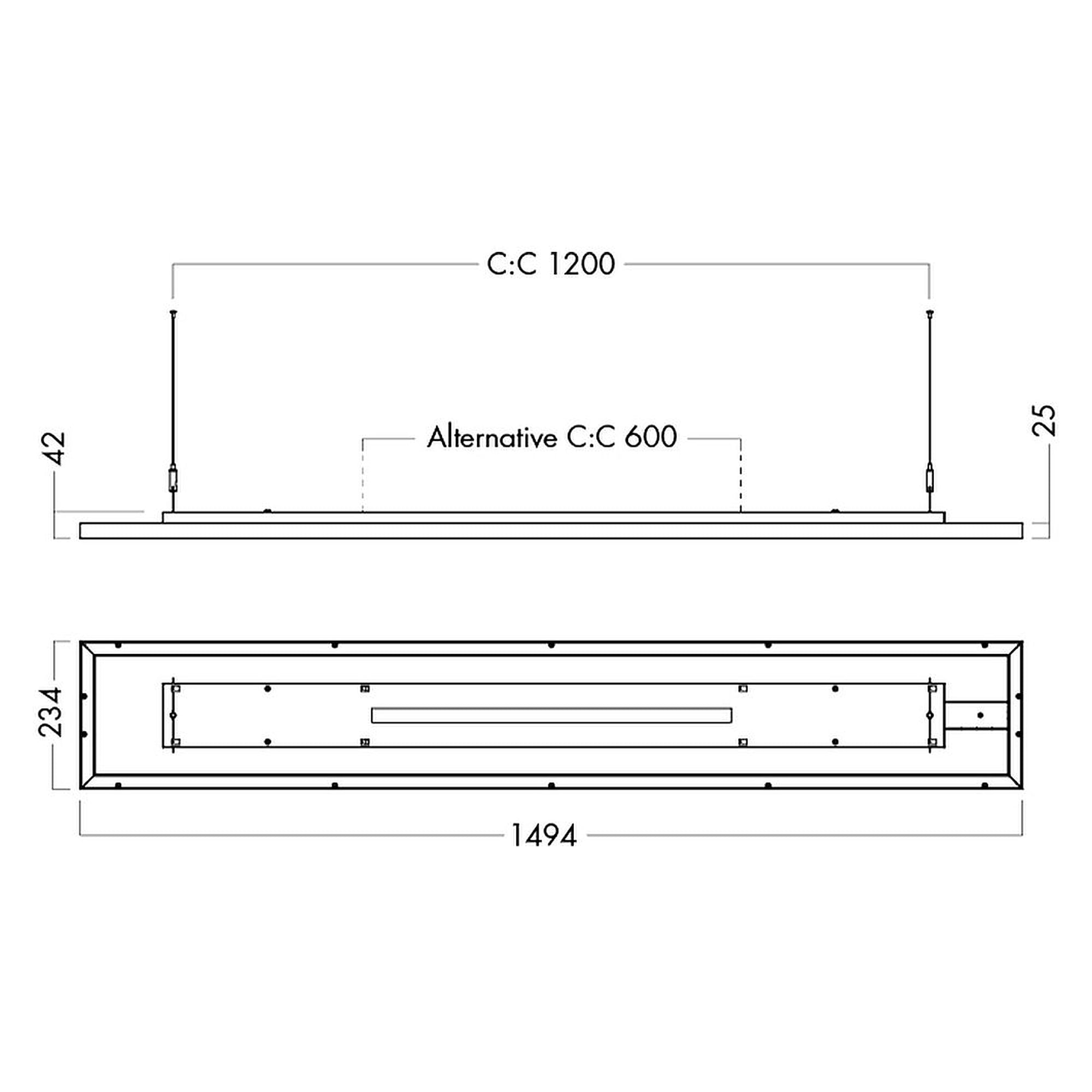 Glamox C95-P240x1500 indoor luminaire, 6432 lm, 4000 K, switchable