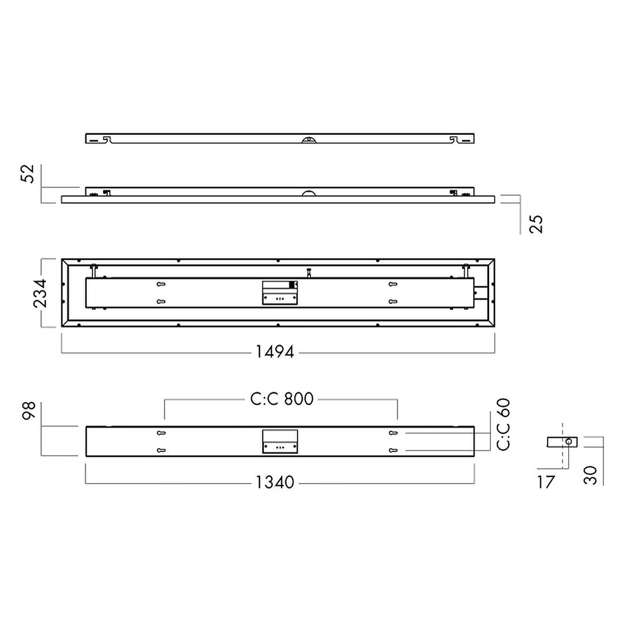 Glamox C95-S240x1500 indoor luminaire, 4211 lm, 3000 K, switchable