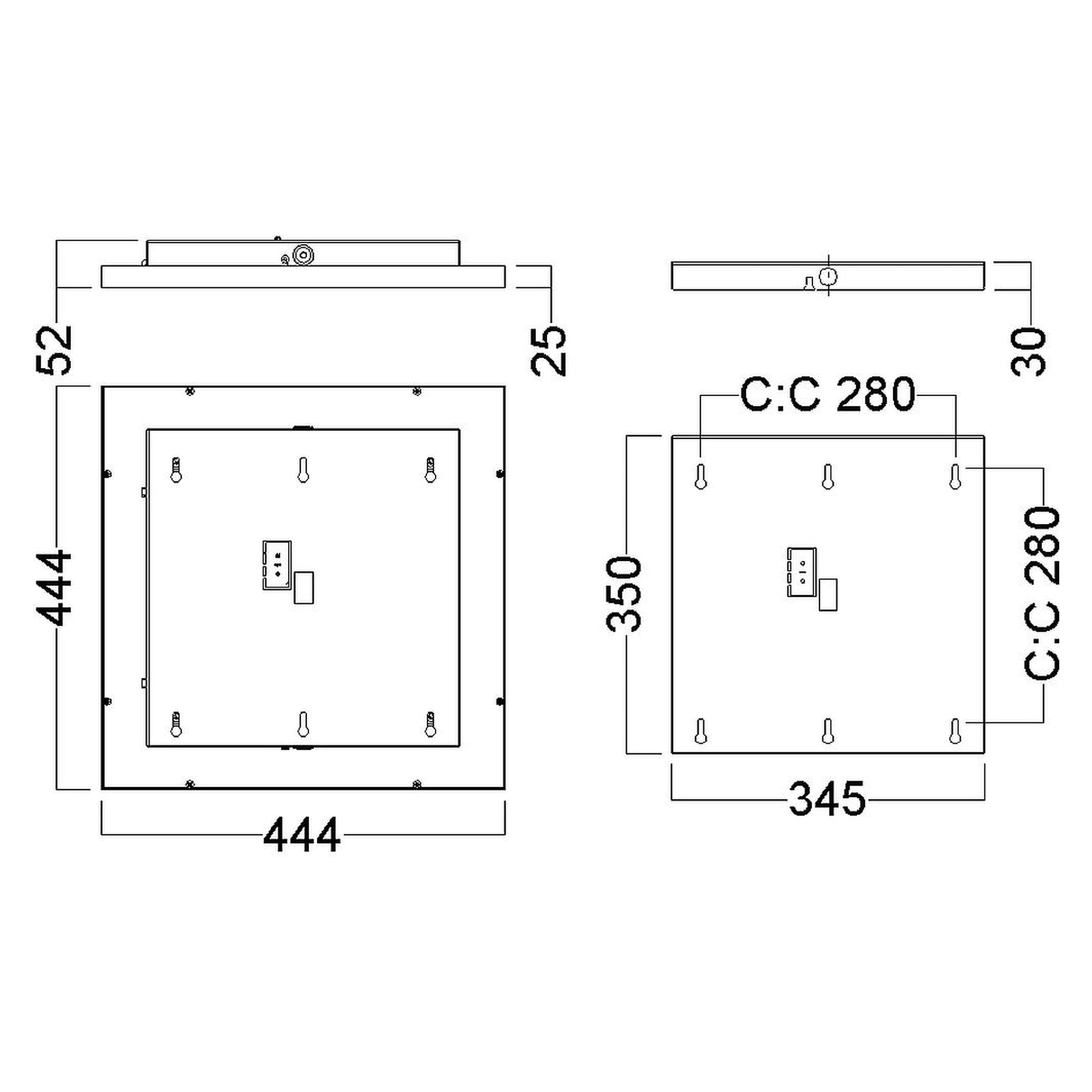 Glamox C95-W450x450 luminaire d'intérieur, 2400 lm, 4000 K, commutable