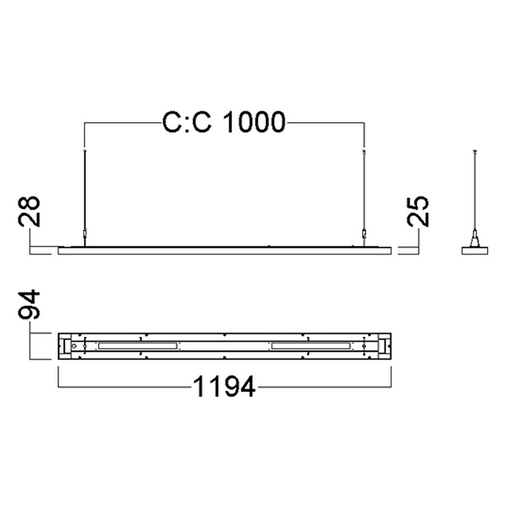 Glamox C95-P100x1200 luminaire d'intérieur, 5000 lm, 3000 K, à gradation DALI