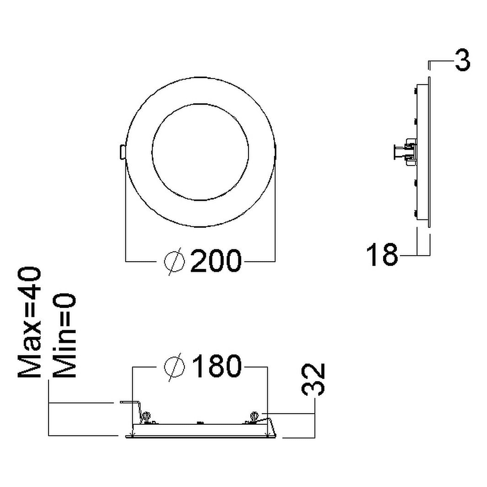 Glamox D35-R180 downlight, 1001 lm, 3000 K, commutable