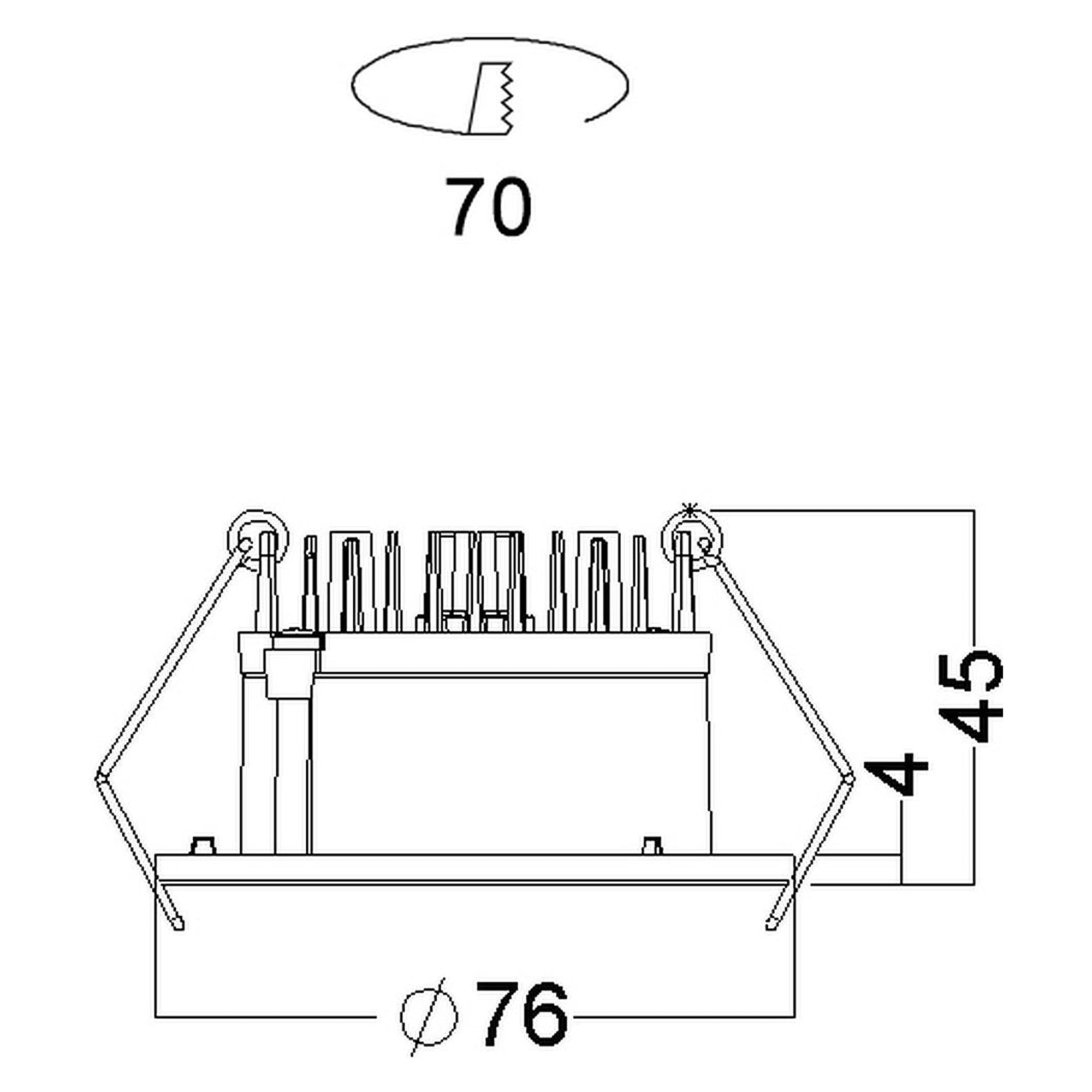 Glamox D40-R70F downlight, 551 lm, 3000 K, mains-powered