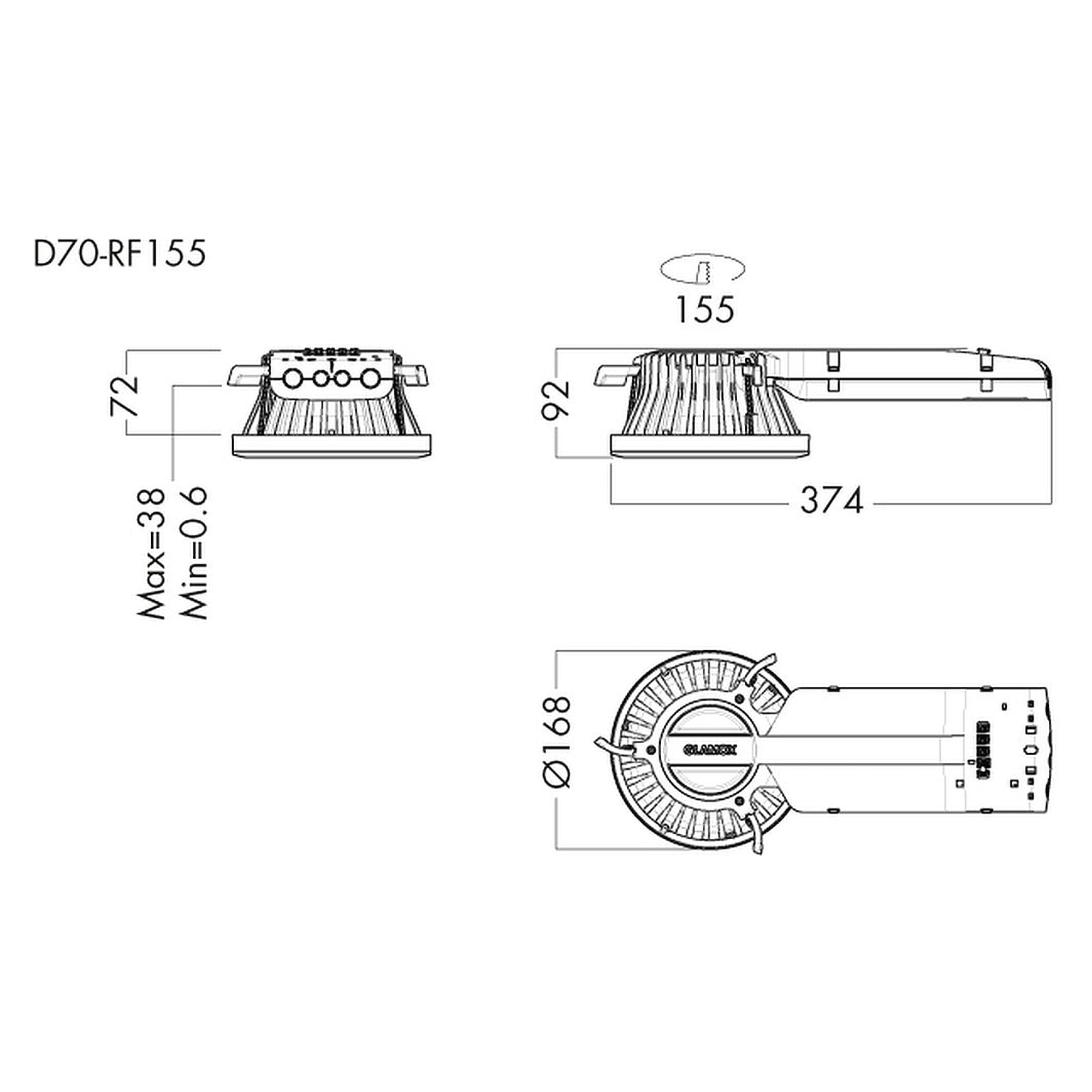 Glamox D70-R155 G2 CHROME DISTANCERING