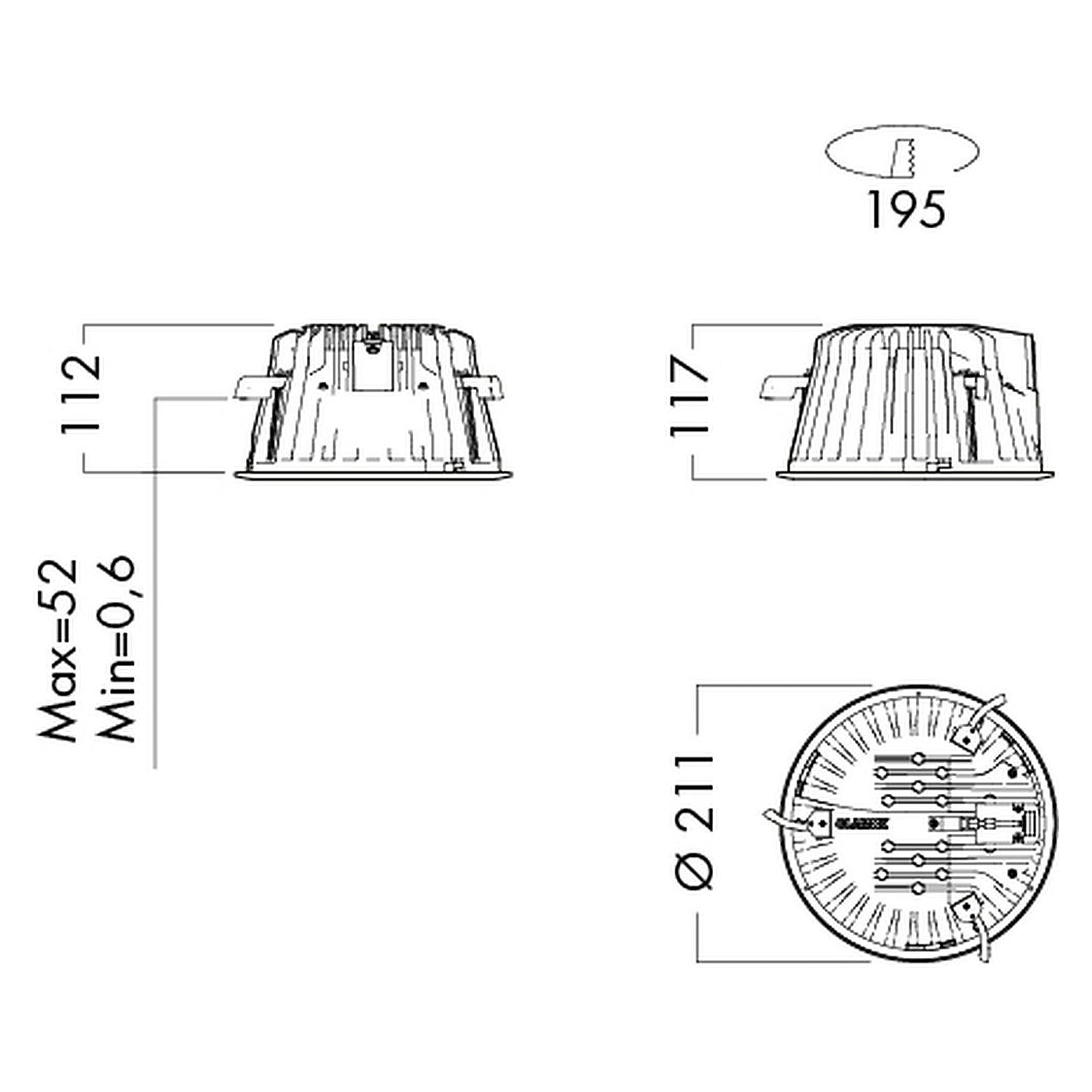 Glamox D70-R195 Downlight, 2190 lm, 3000 K, DALI-dimmbar