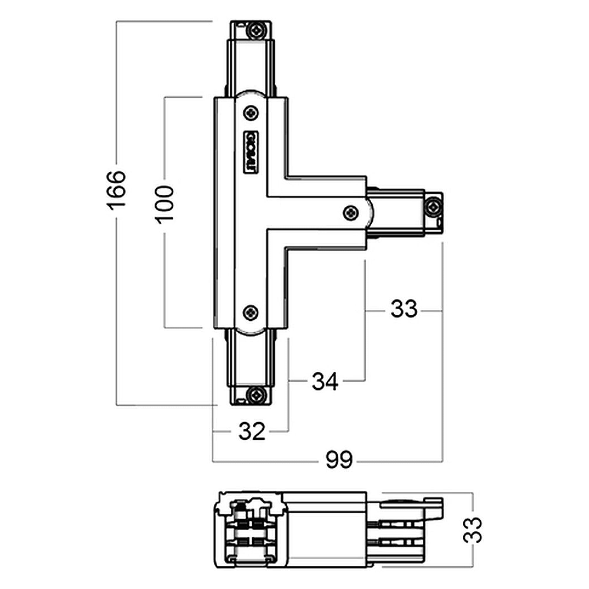 Glamox TRACK T-CONNECTOR L/L WH