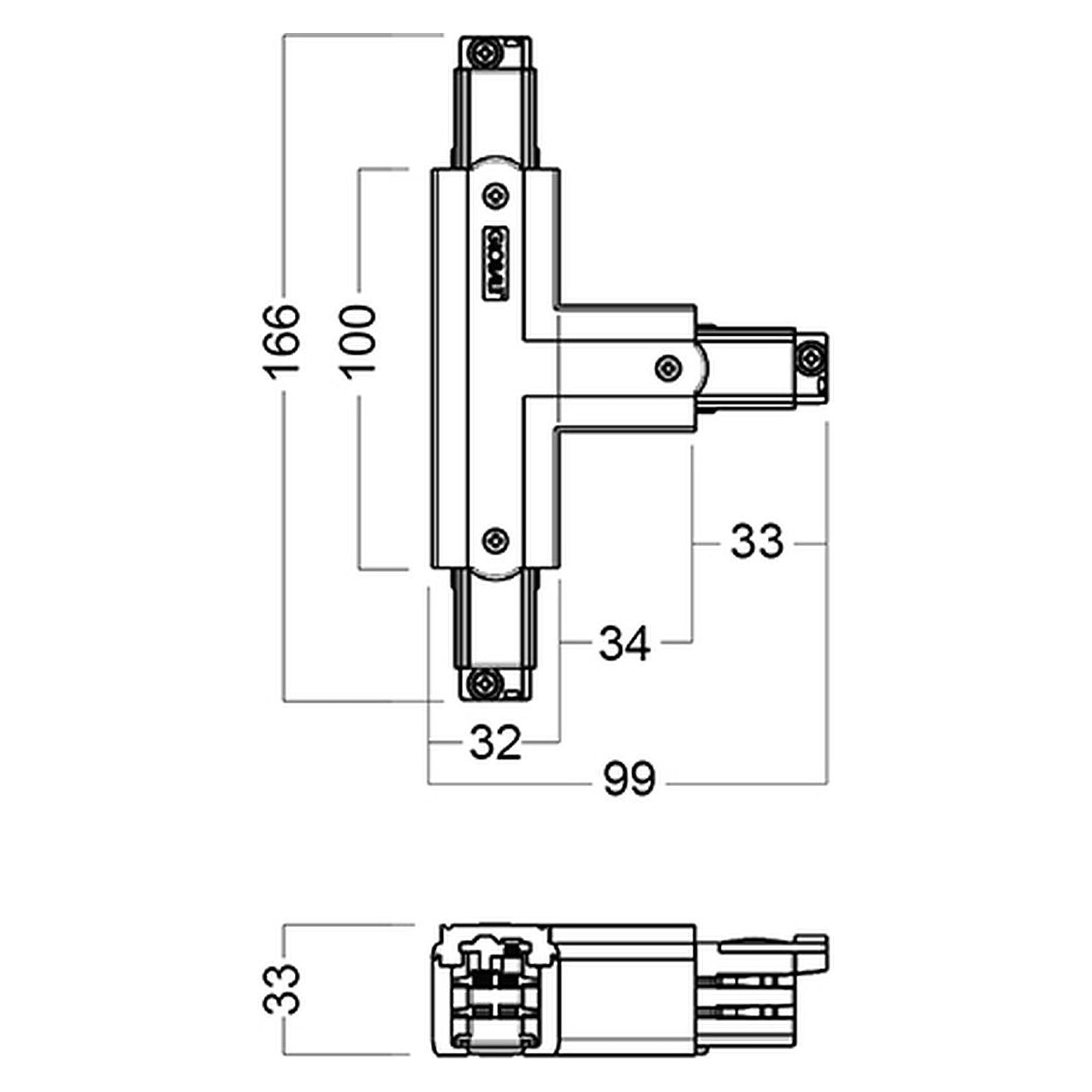 Glamox TRACK T-CONNECTOR R/L WH