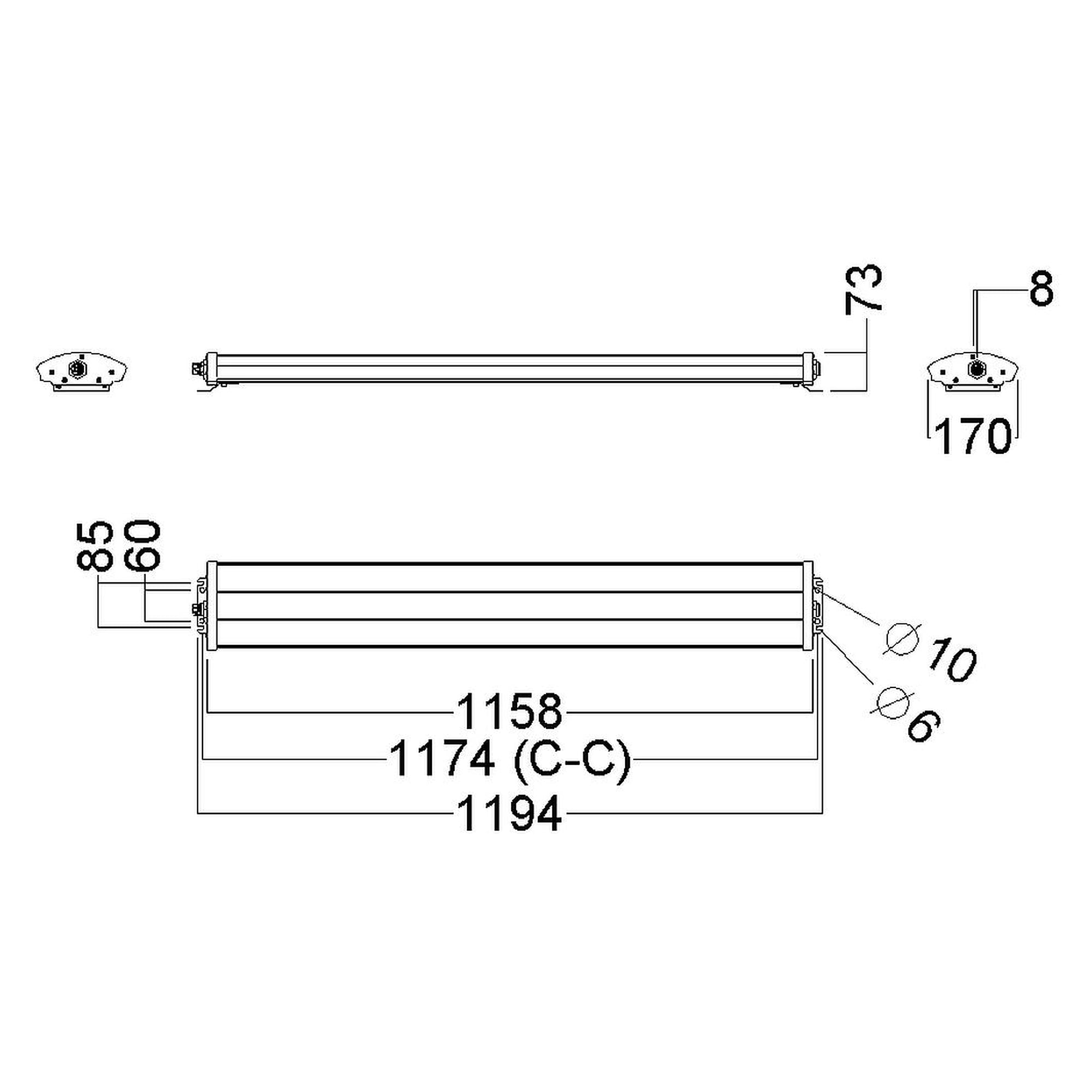 Glamox i70-1200 luminaire industriel, 4383 lm, 4000 K, commutable