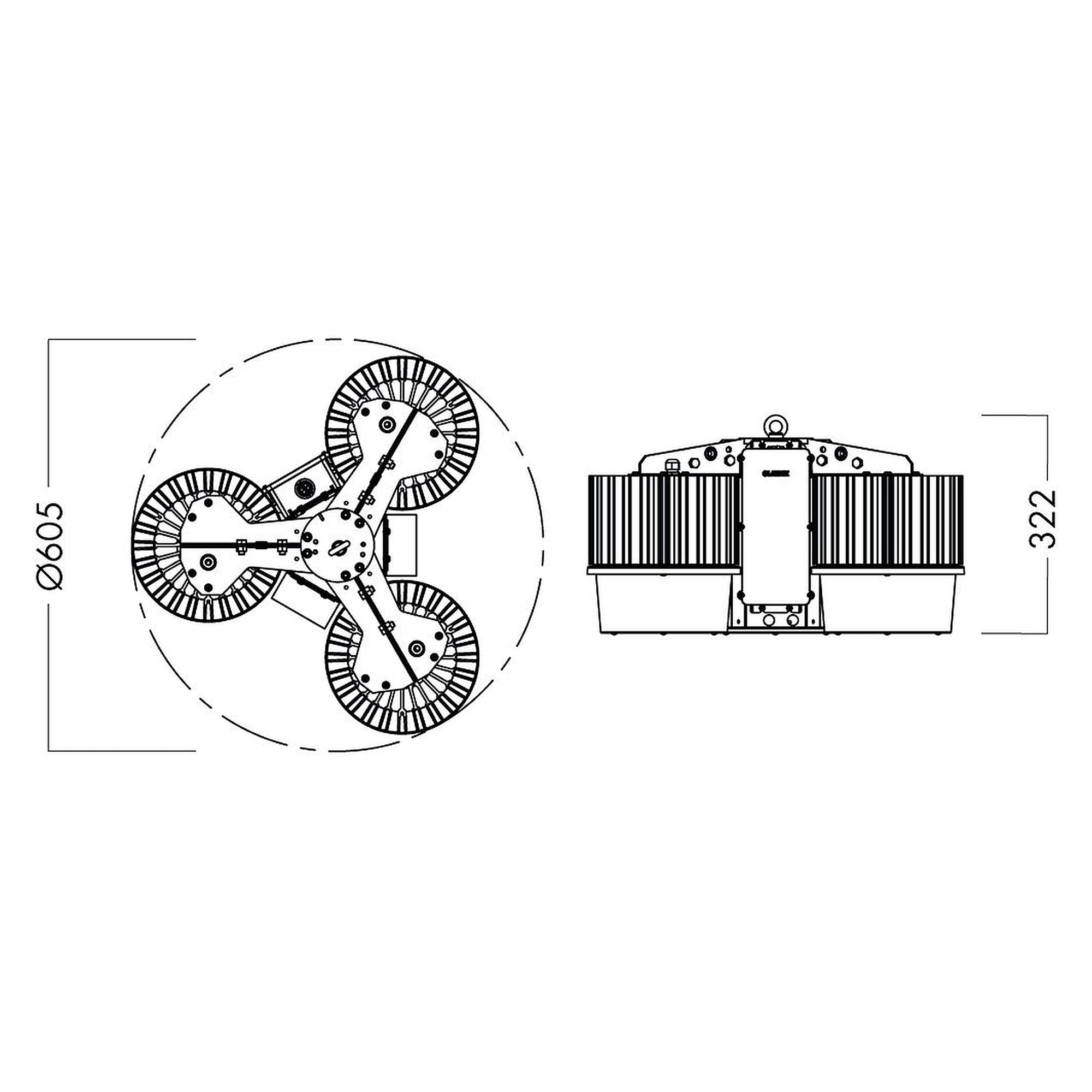 Glamox i90-P industrial luminaire, 28951 lm, 4000 K, switchable