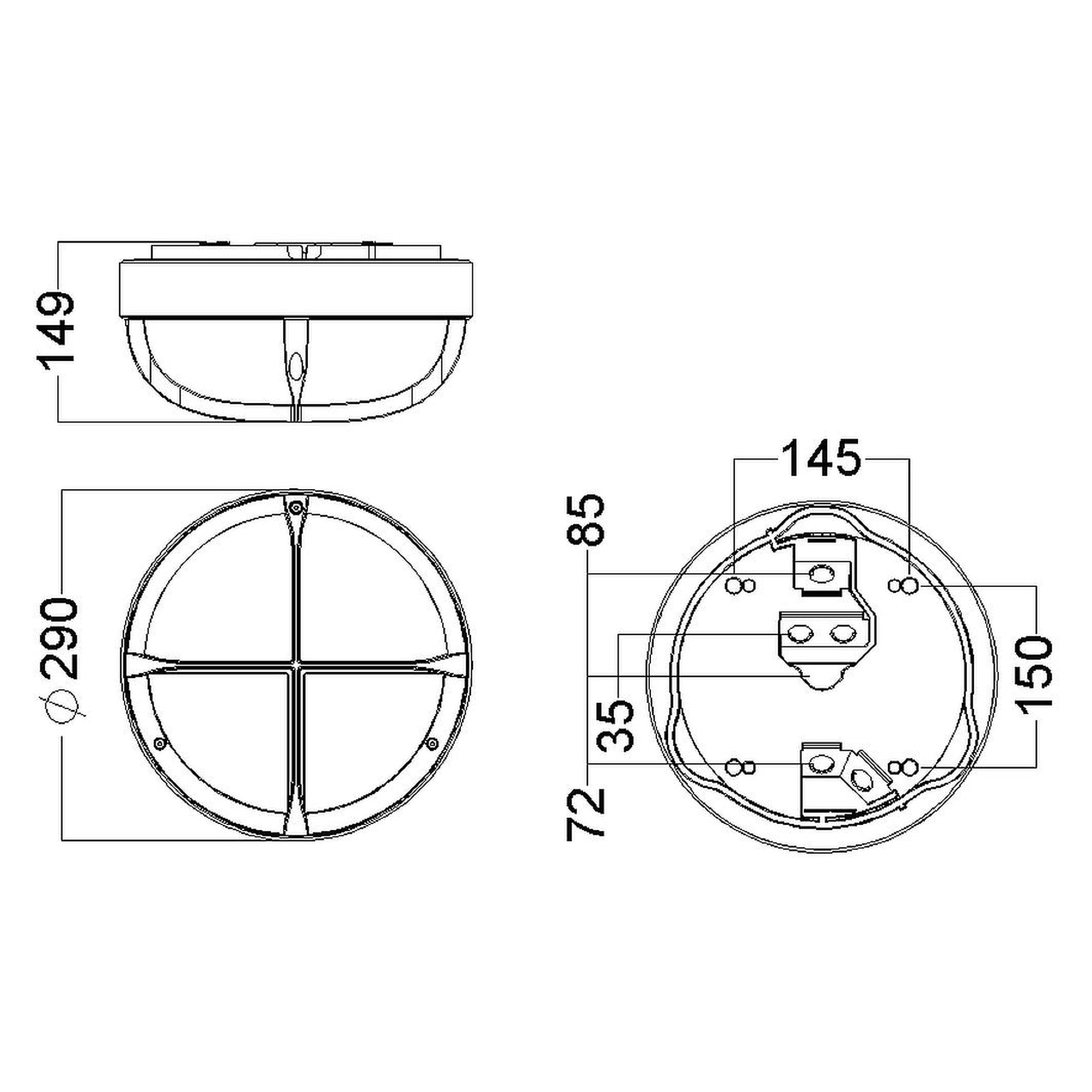 Glamox O10-S290-E luminaire d'extérieur, 437 lm, 3000 K, sur secteur
