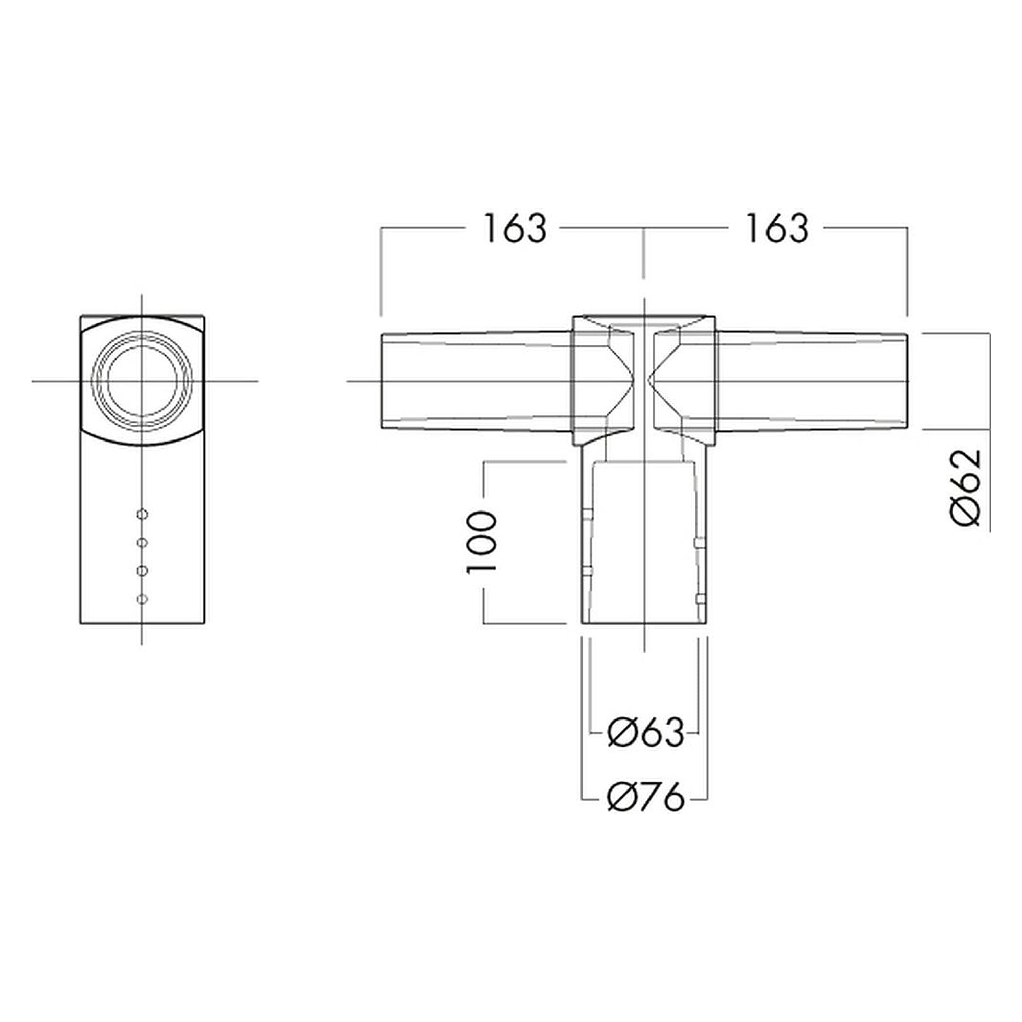 Glamox O48/O55 TWIN BRACKET POLE Ø60 ALUMINIUM