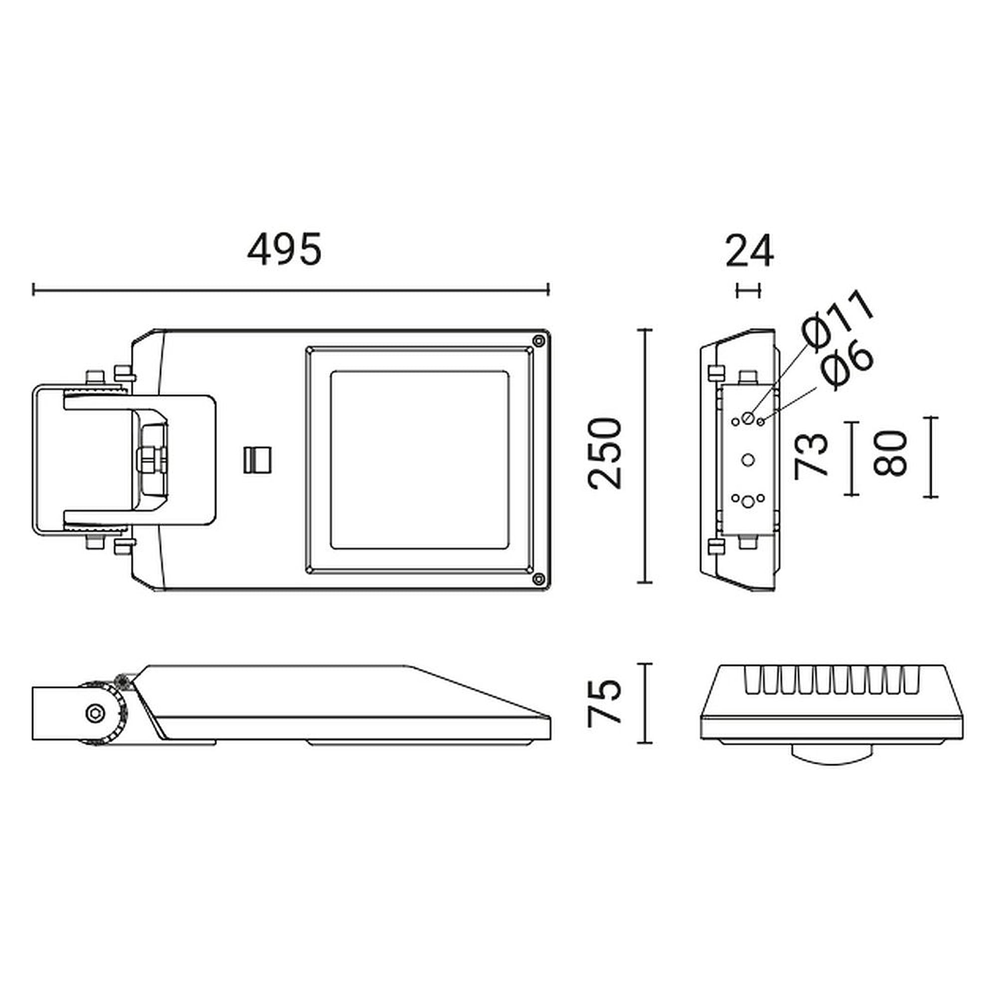 Glamox O55-W250 luminaire d'extérieur, 7300 lm, 4000 K, à gradation DALI