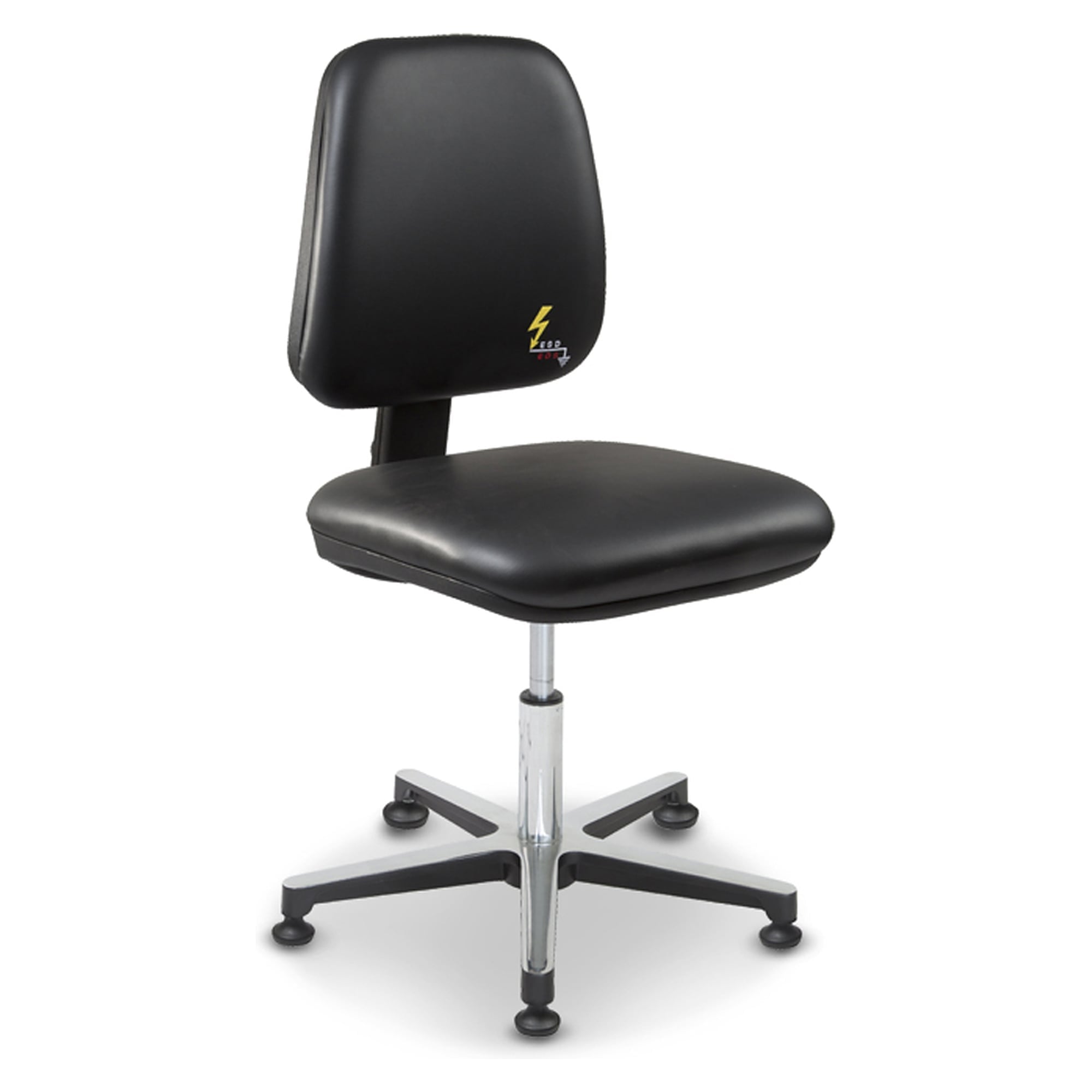 Chaise de travail ESD Comfort à patins, similicuir noir, contact permanent, hauteur d'assise 420-550 mm - Grendene GREF 211 EN