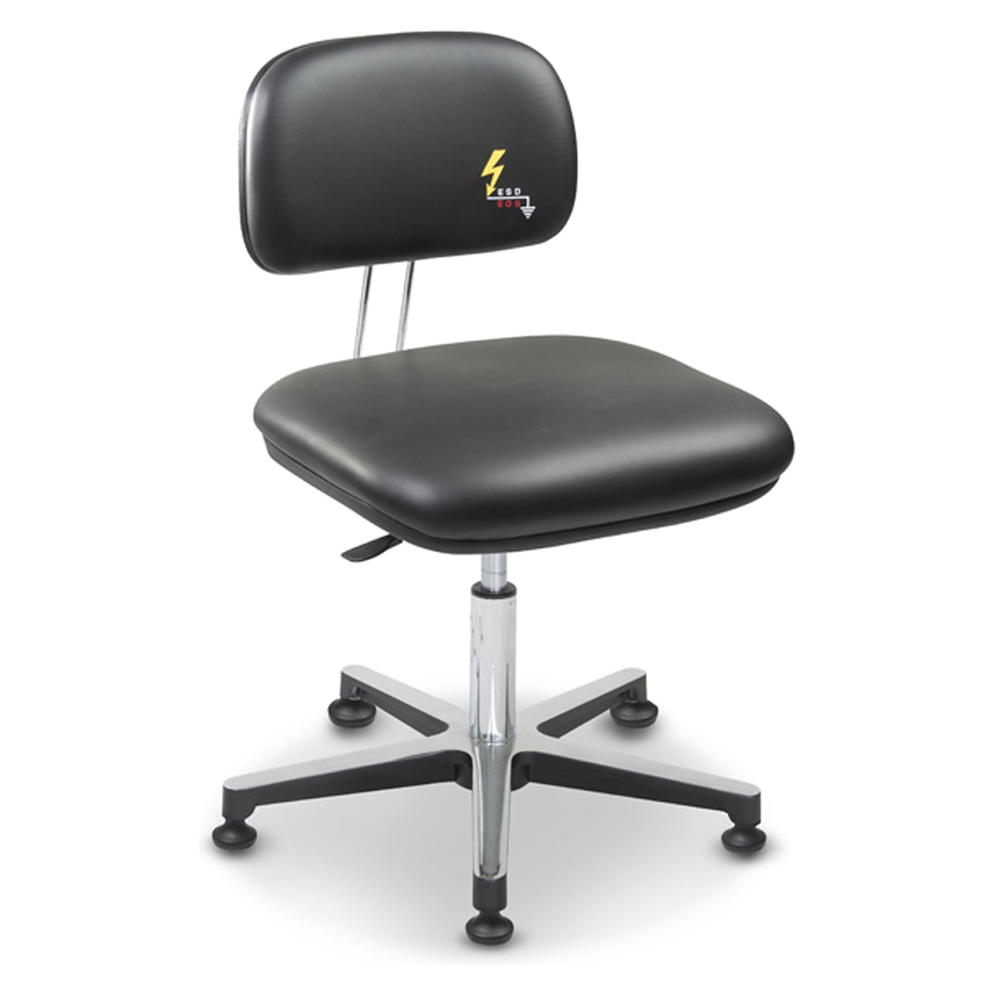 ESD work chair Work with glides, black artificial leather, seat height 420-550 mm - Grendene GREF 233 EN