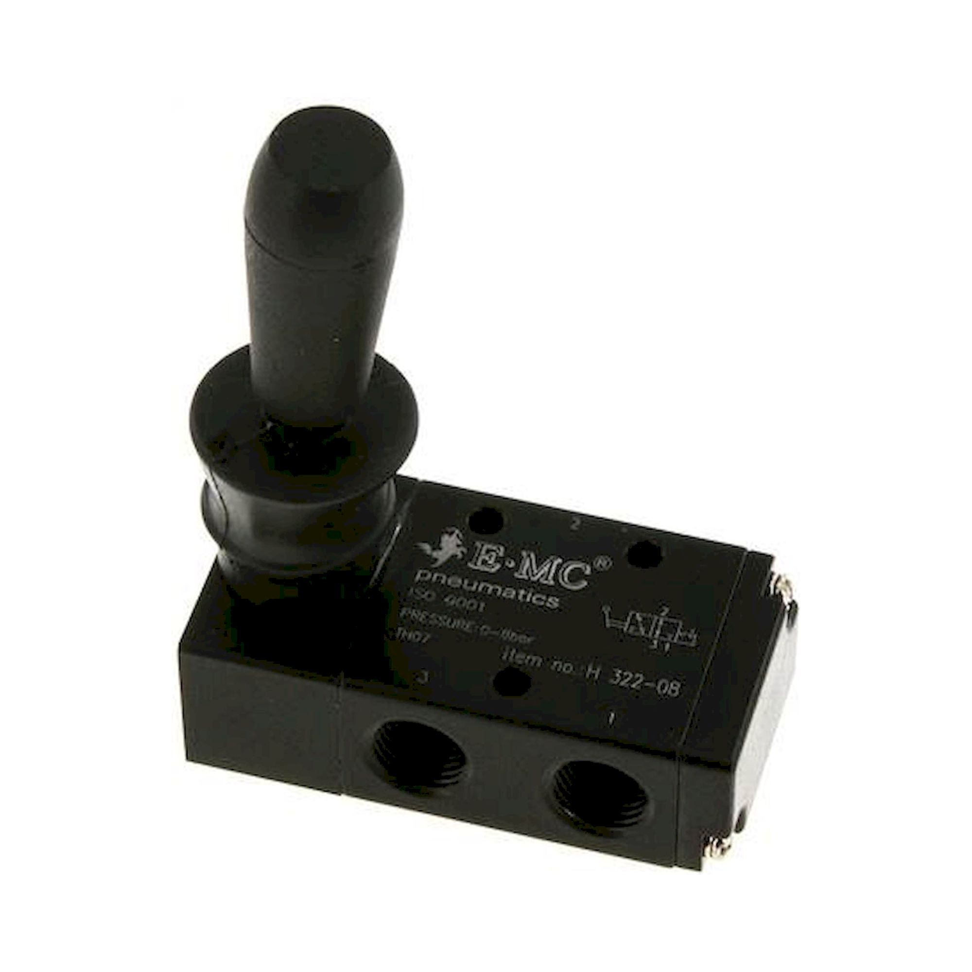 E.MC H 322-08. 3/2-Wege Handhebelventil, Raste, G 1/4"