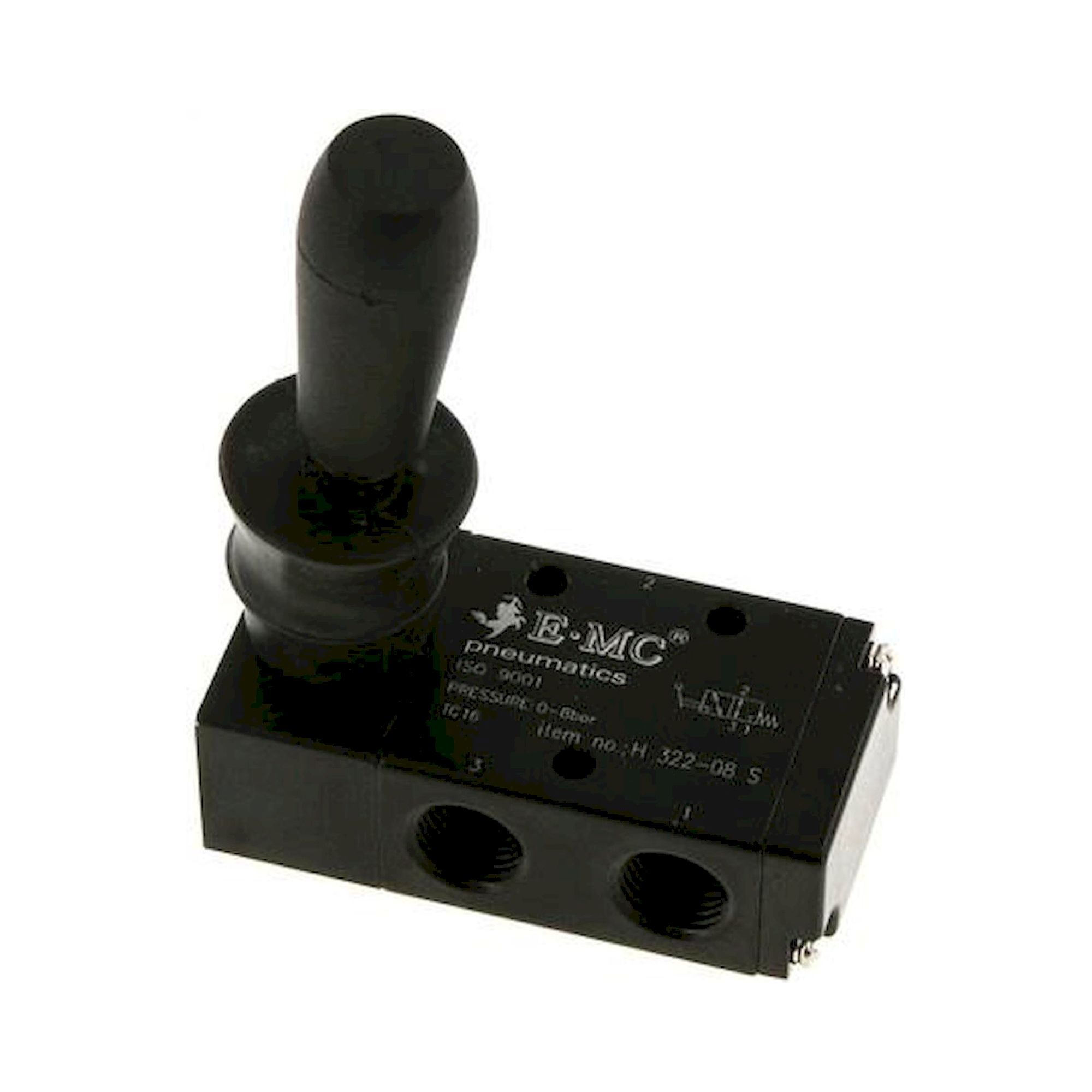 E.MC H 322-08 S. 3/2-Wege Handhebelventil, Federrückstellung, G 1/4"