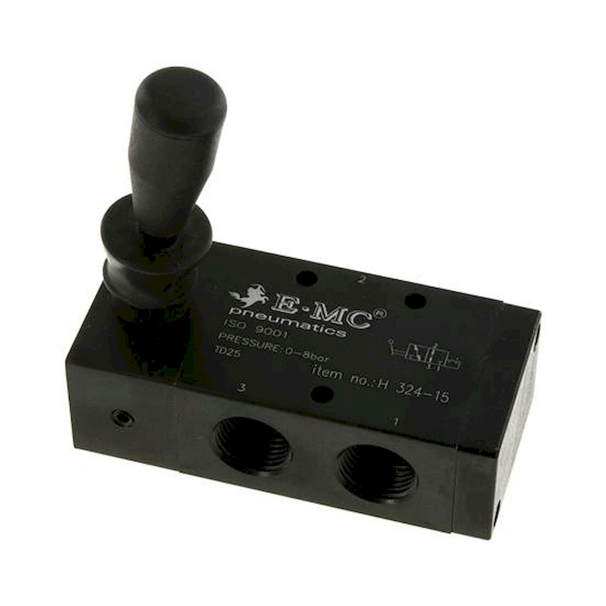 E.MC H 324-15. 3/2-Wege Handhebelventil, Raste, G 1/2"