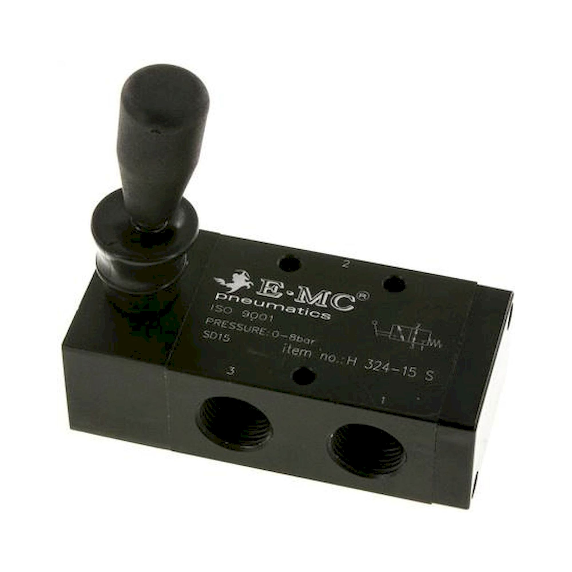 E.MC H 324-15 S. 3/2-Wege Handhebelventil, Federrückstellung, G 1/2"
