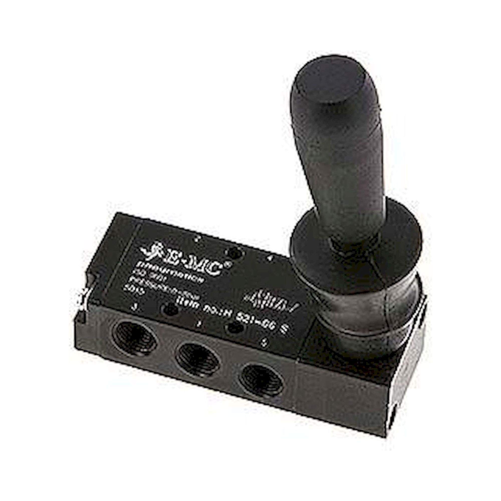 E.MC H 521-06 S. 5/2-Wege Handhebelventil, Federrückstellung, G 1/8"