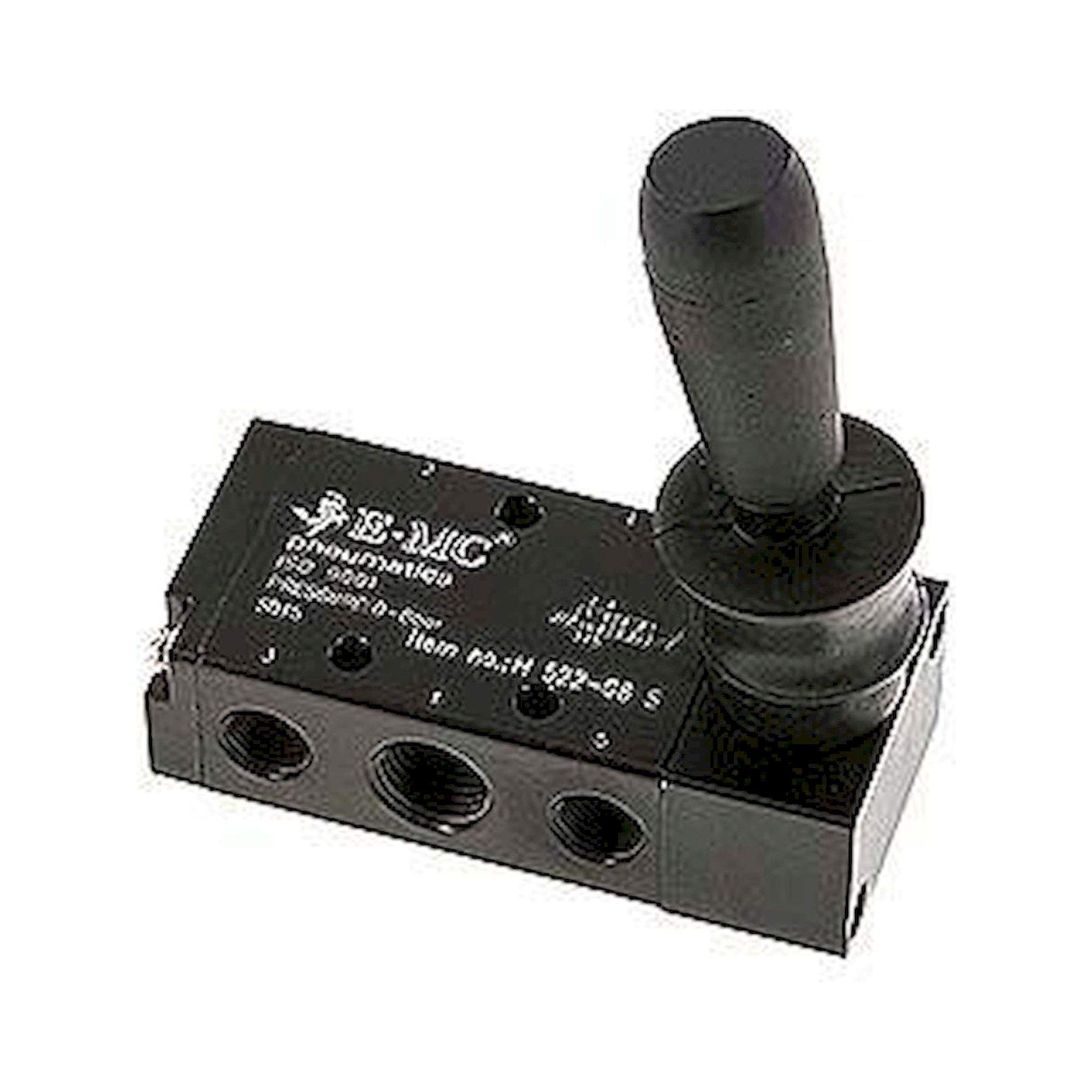E.MC H 522-08 S. 5/2-Wege Handhebelventil, Federrückstellung, G 1/4"