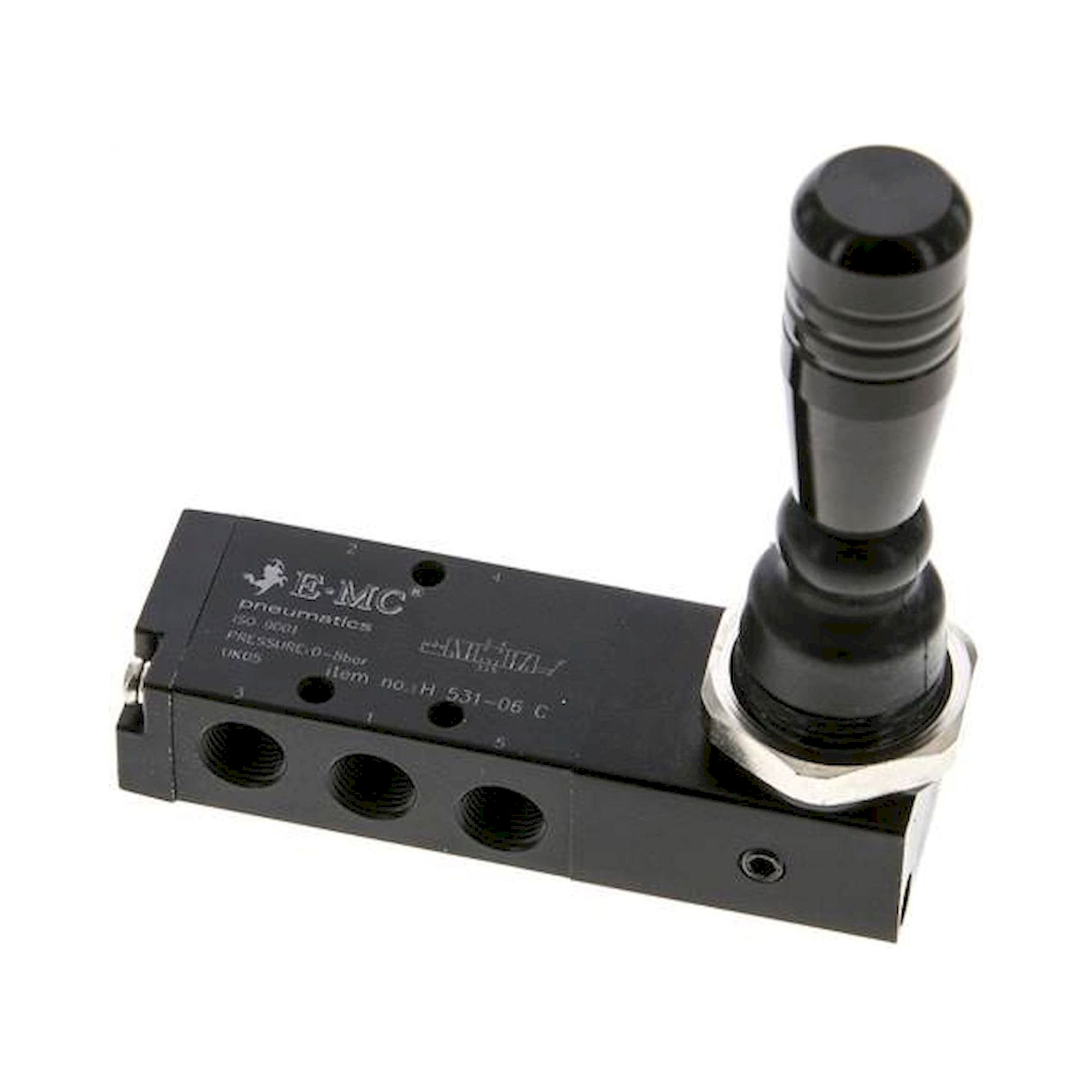 E.MC H 531-06 C. 5/3-Wege Handhebelventil, G 1/8", Mittelstellung geschlossen, Raste