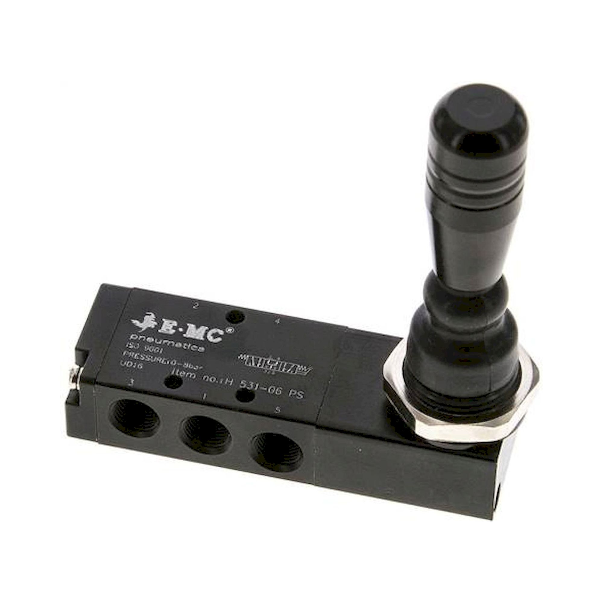 E.MC H 531-06 PS. 5/3-Wege Handhebelventil, G 1/8", Mittelstellung belüftet, Federrückstellung