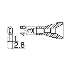 Hakko N61-15. Soldering tip Nozzle Oval type Size 3×1 mm