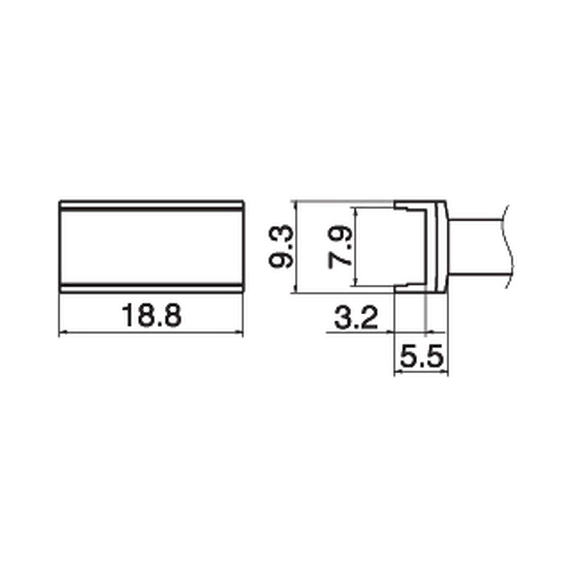 Hakko T15-1007. Soldering tip Tunnel Size 7.9 x 18.8