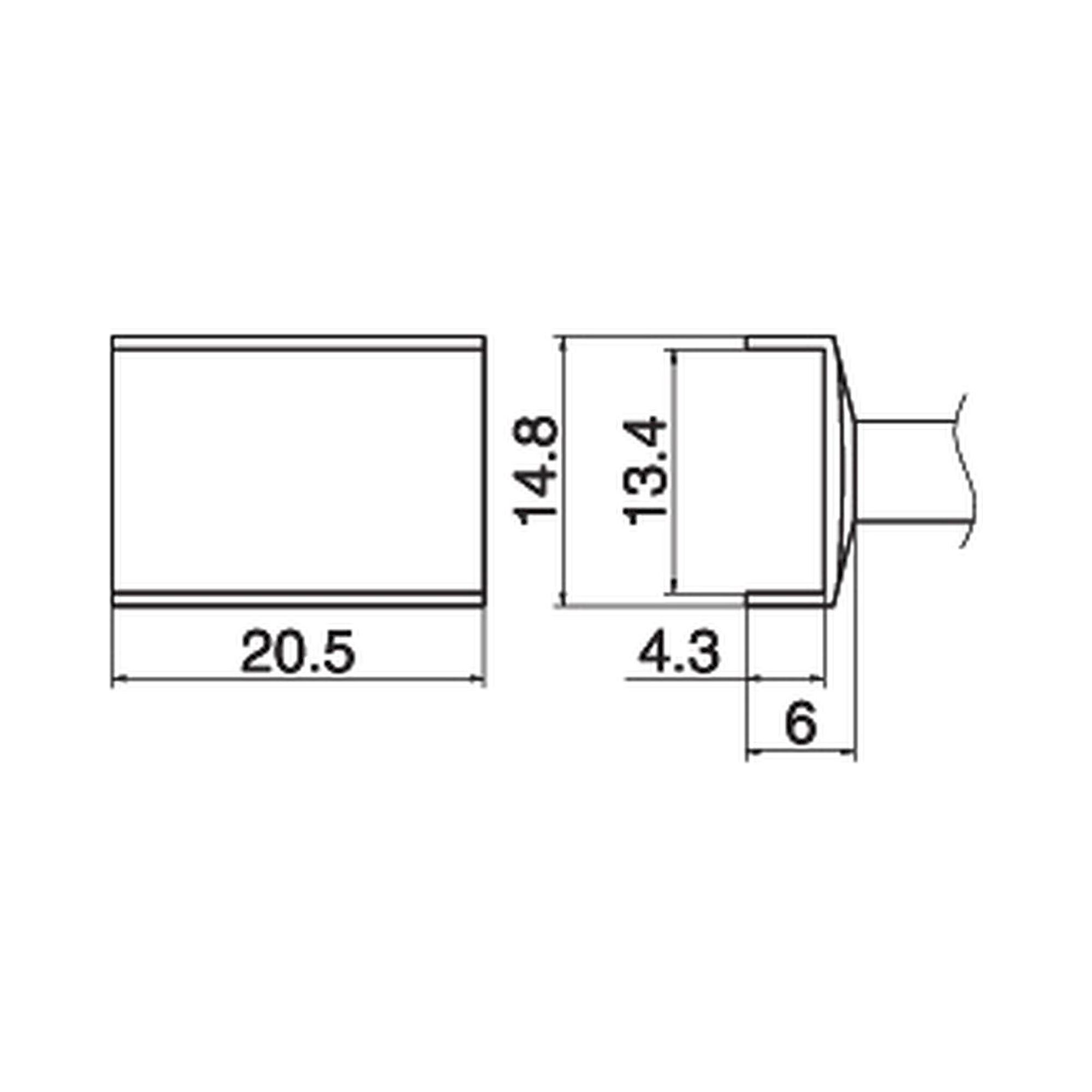 Hakko T15-1009. Soldering tip Tunnel Size 13.4 x 20.5
