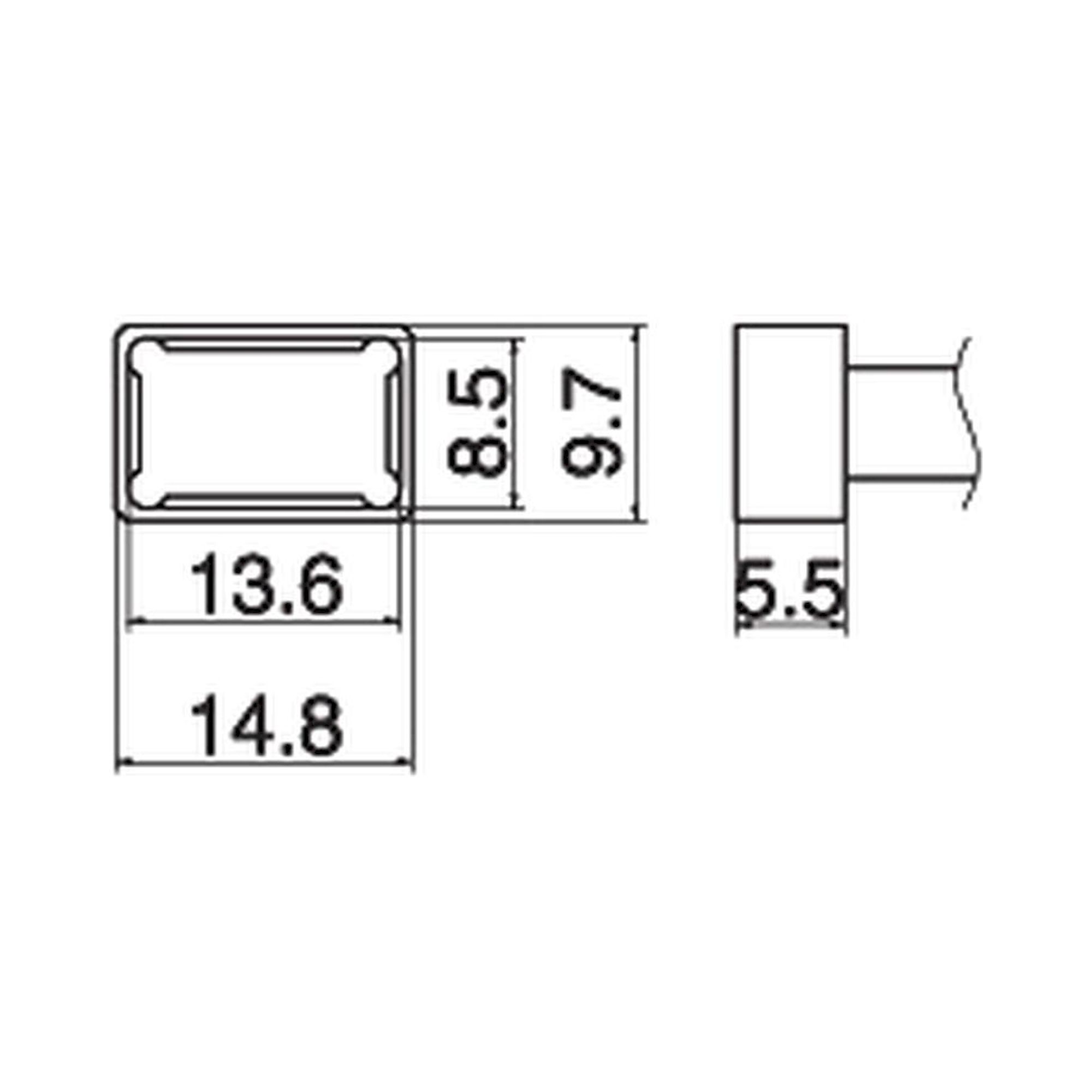 Hakko T15-1201. Soldering tip Quad Size 13.6 x 8.5