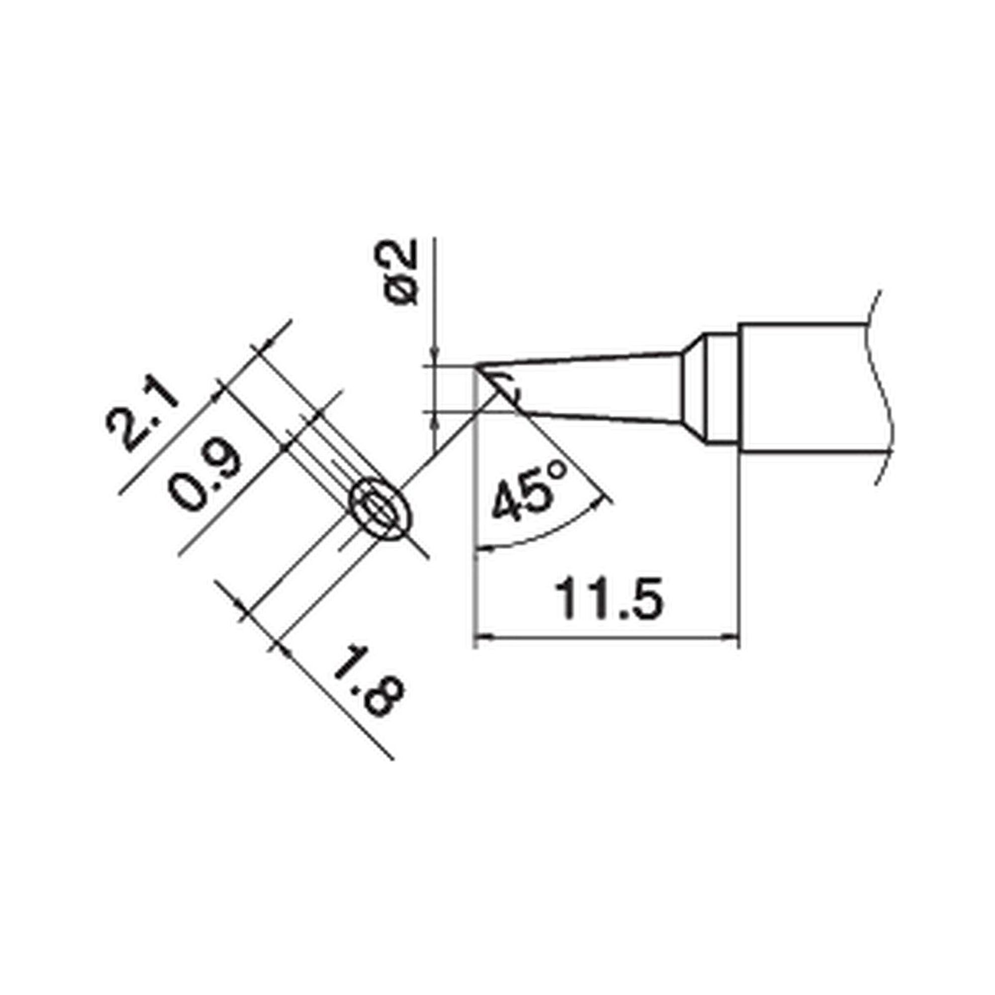 Hakko T15-BCM2. Soldering tip Shape-2BC Bevel with indent