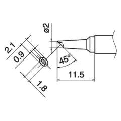 Hakko T15-BCM2. Soldering tip Shape-2BC Bevel with indent