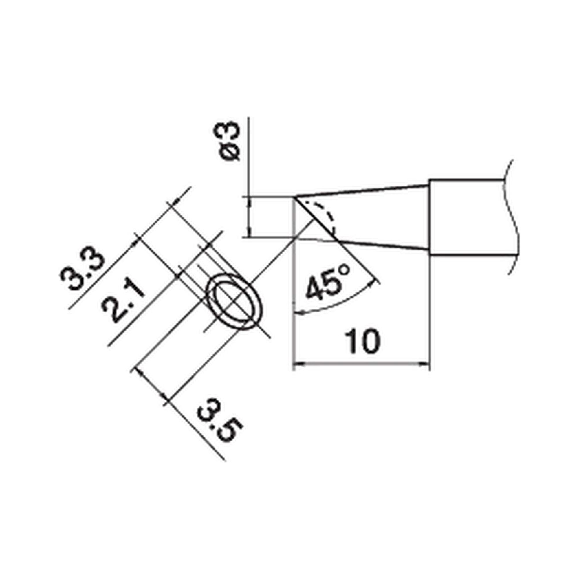 Hakko T15-BCM3. Soldering tip Shape-3BC Bevel with indent