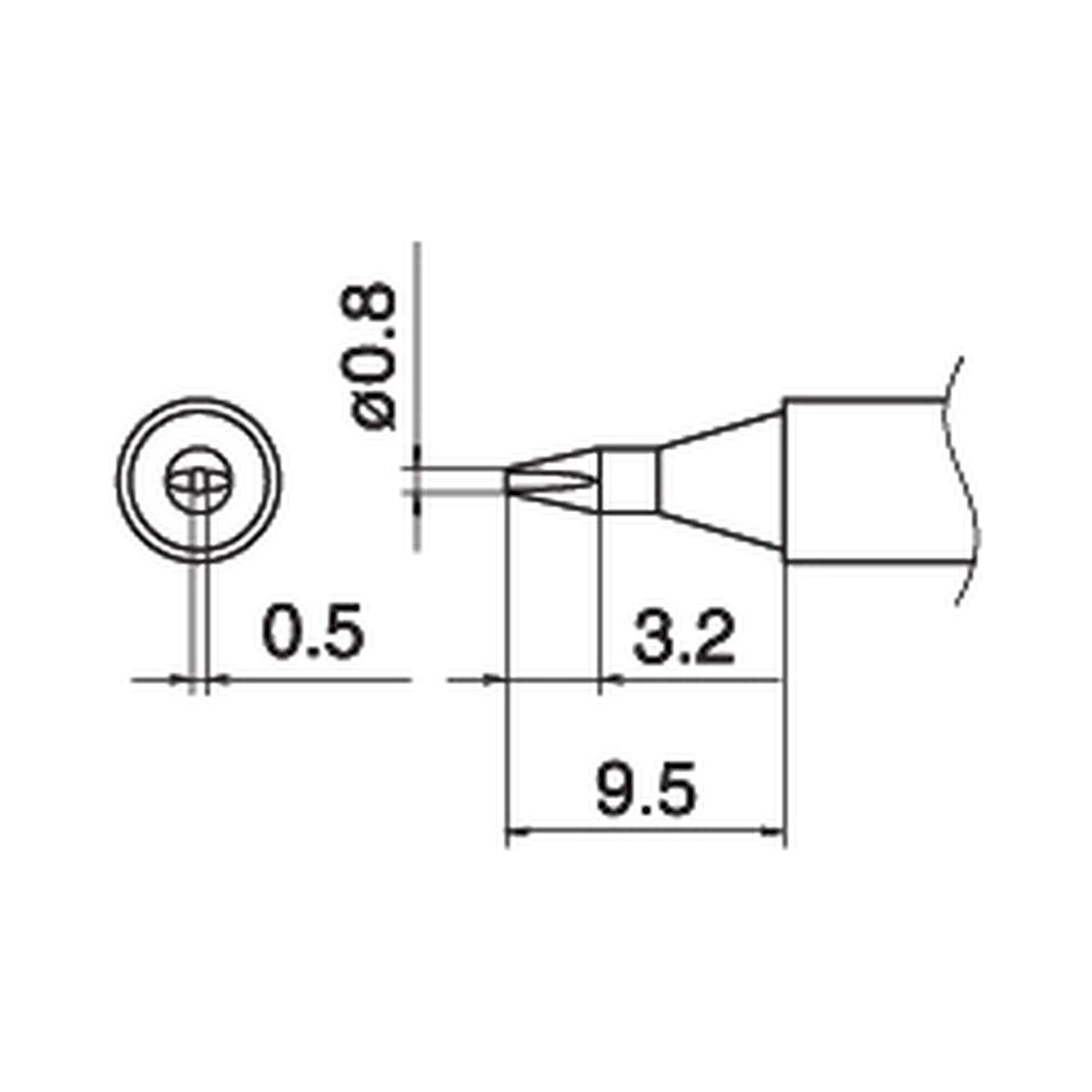 Hakko T15-D08. Soldering tip Shape-0.8D