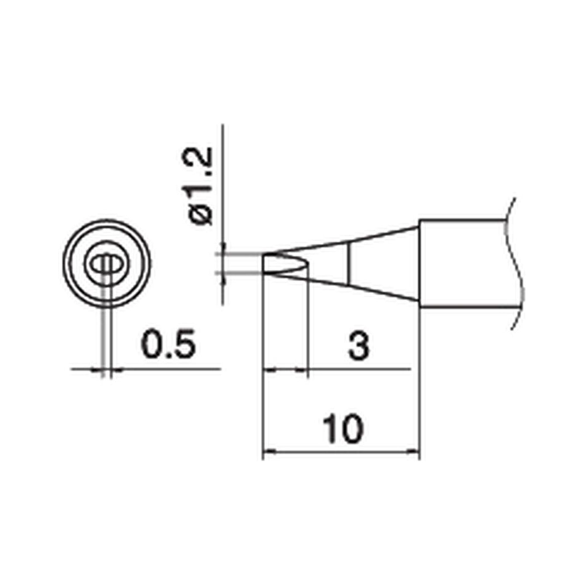 Hakko T15-D12. Soldering tip Shape-1.2D