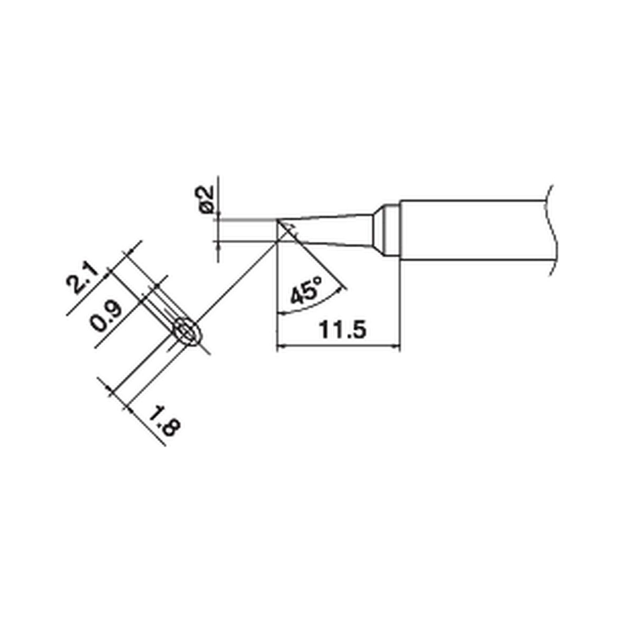 Hakko T17-BCM2. Soldering tip Shape-2BC Bevel with indent