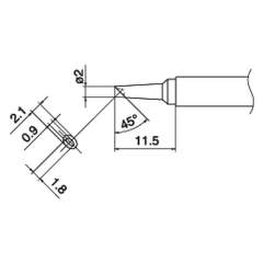 Hakko T17-BCM2. Soldering tip Shape-2BC Bevel with indent