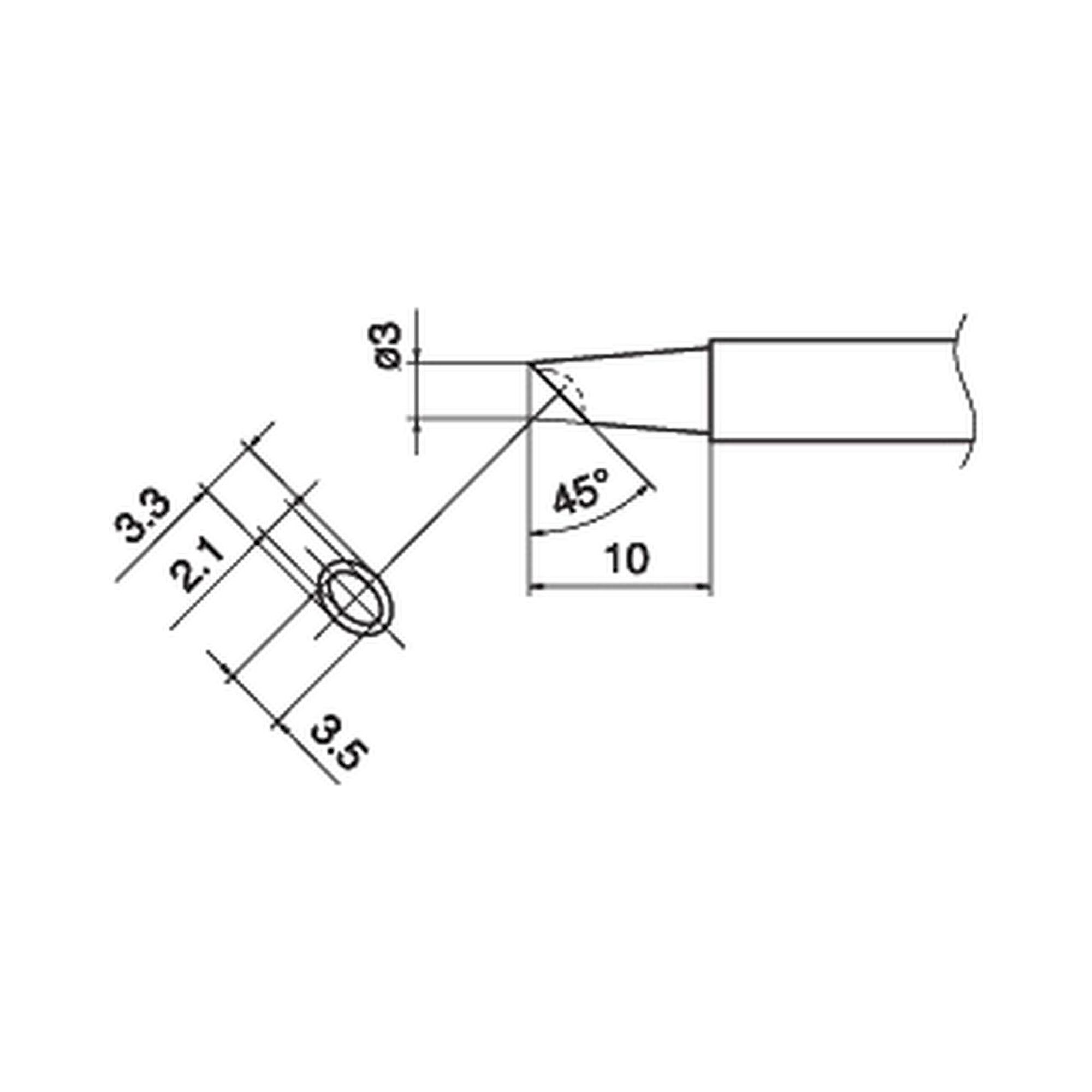 Hakko T17-BCM3. Soldering tip Shape-3BC Bevel with indent