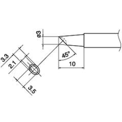 Hakko T17-BCM3. Soldering tip Shape-3BC Bevel with indent