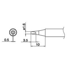 Hakko T17-D16. Soldering tip Shape-1.6D